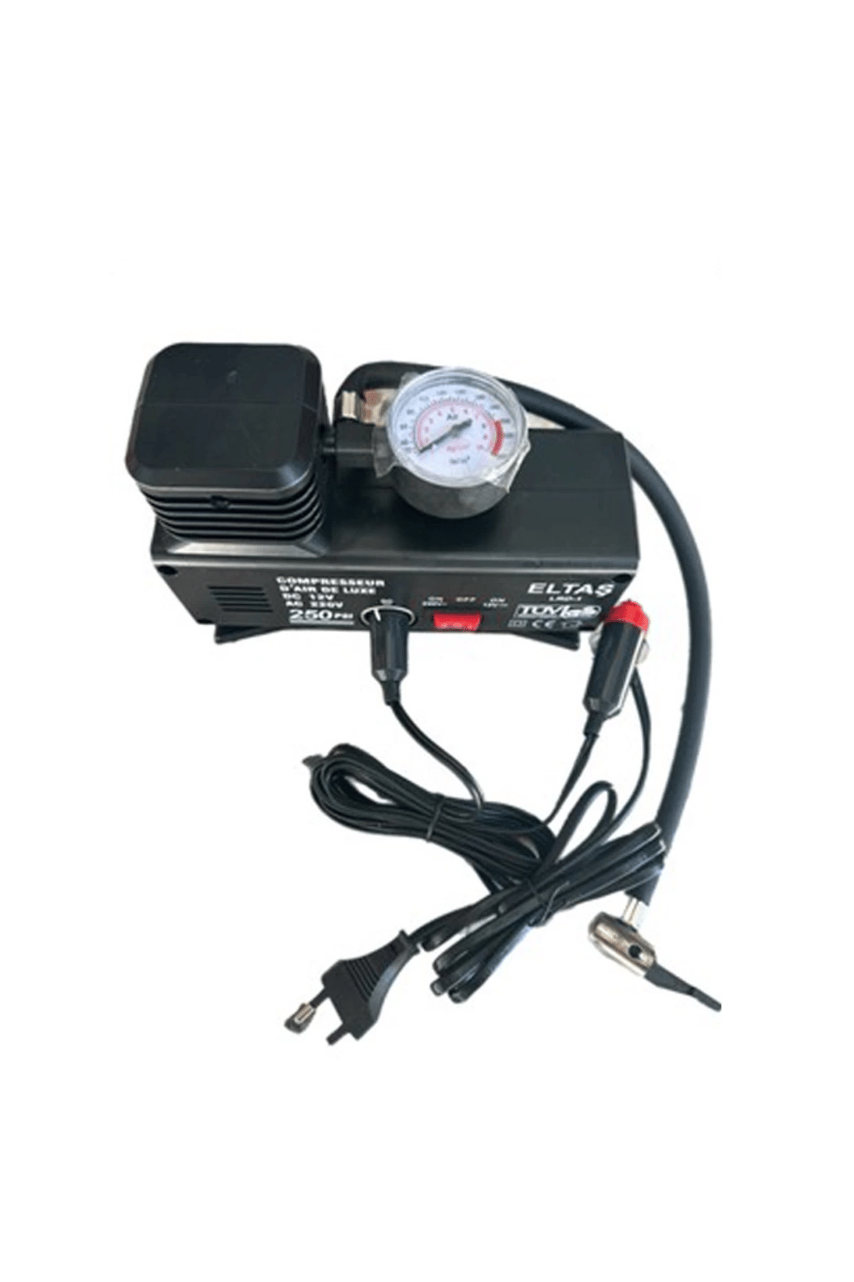 220 Volt-12 Volt 250 Psi Psi Kompresör Lastik Hava Şişirme Oto Pompası Fişli Çakmaklıklı