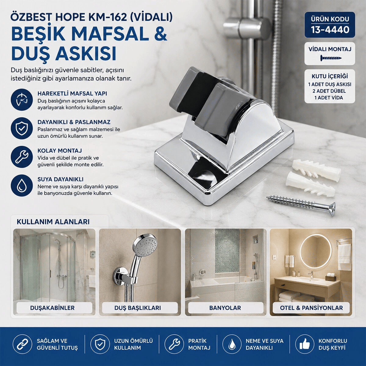 25 Adet Vidalı Beşik Mafsal- Duş Askısı Bx40