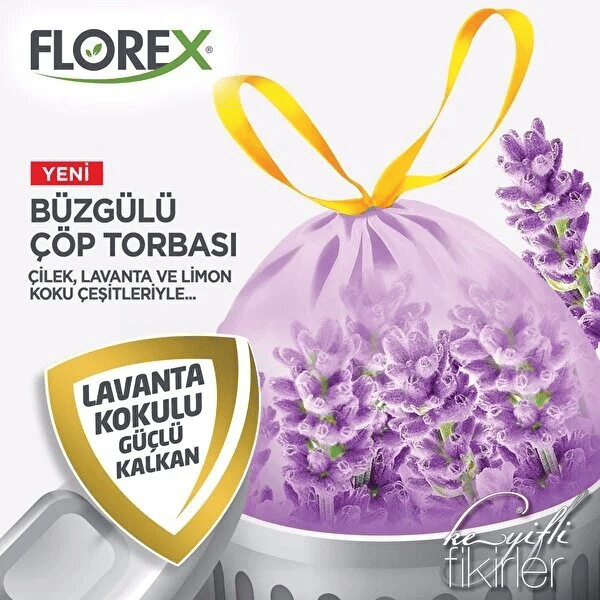 250 Adet Florex-503 Avantaj Lavanta Kokulu Büzgülü Büyük 10pcs 65x70cm Çöp Torba 25x10=250 Bx40