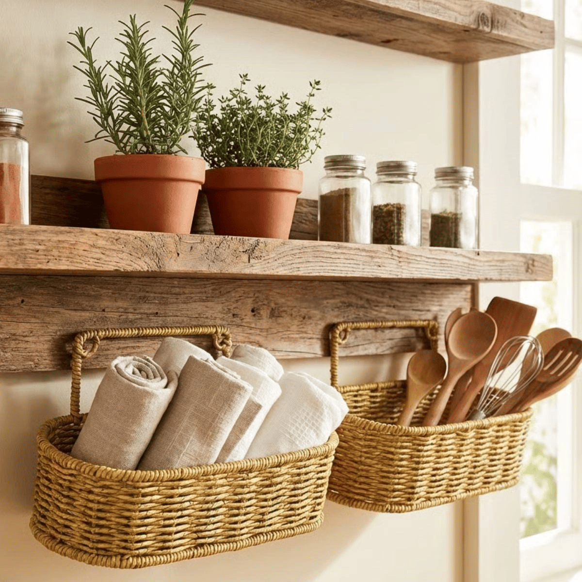 2’li Duvar Askılı Plastik Rattan Organizer – Oval Hasır Görünümlü Mutfak Raf Sepeti, Banyo Ve Ev İçi Düzenleme Ünitesi Bx40