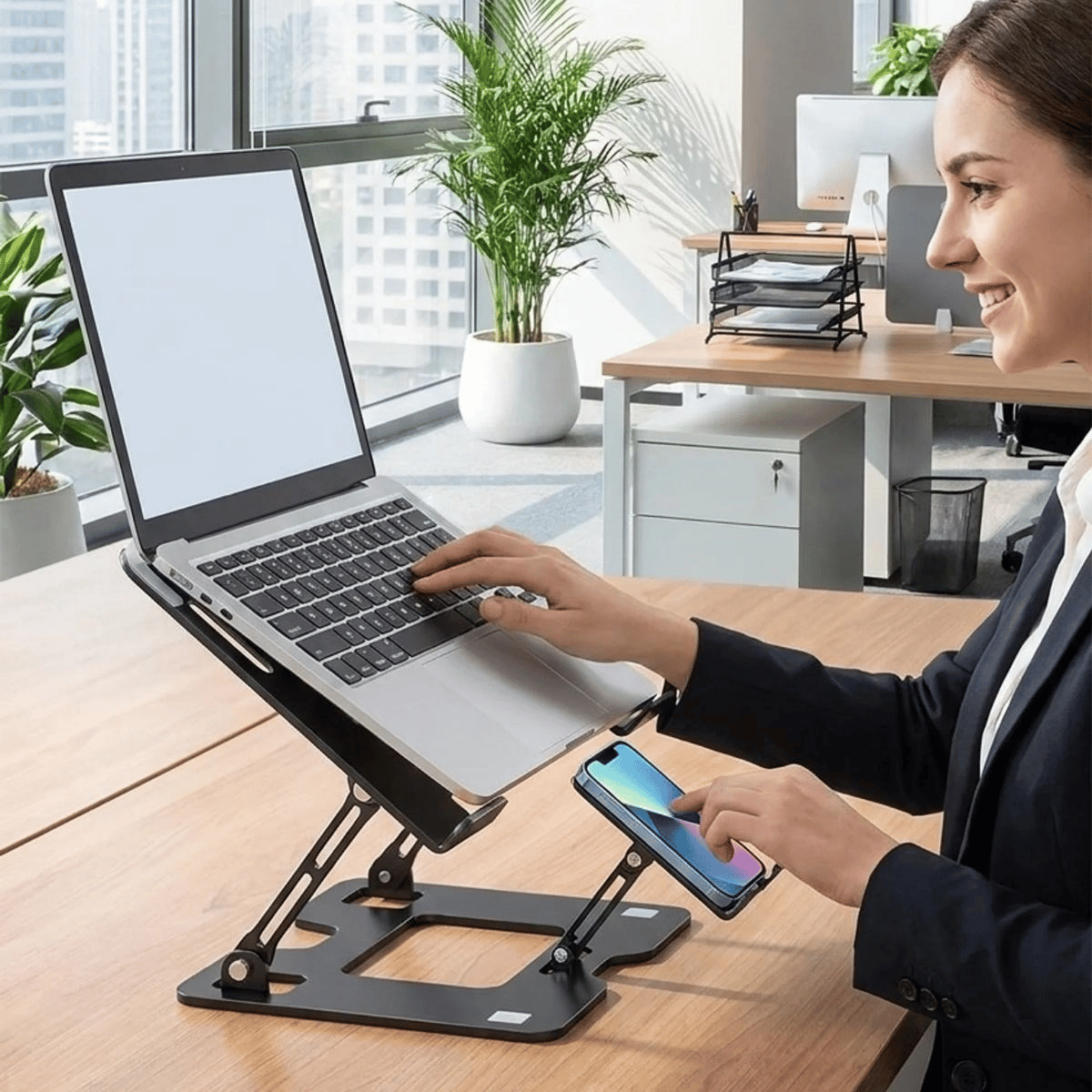 2’si 1 Arada Laptop Ve Telefon Standı – Alümetal Ayarlanabilir,katlanabilir,ergonomik Yükseltici Bx40