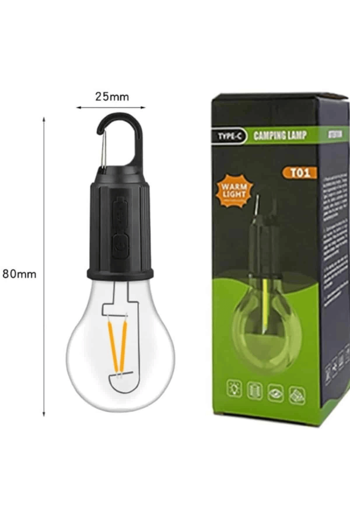 3 Farklı Mod LED'li Şarjlı Asma Kancalı Kamp Lambası Taşınabilir Ampul