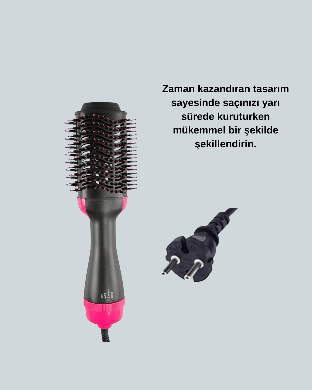 3 Isı Kademeli 1200W Saç Şekillendirme Fırçası.