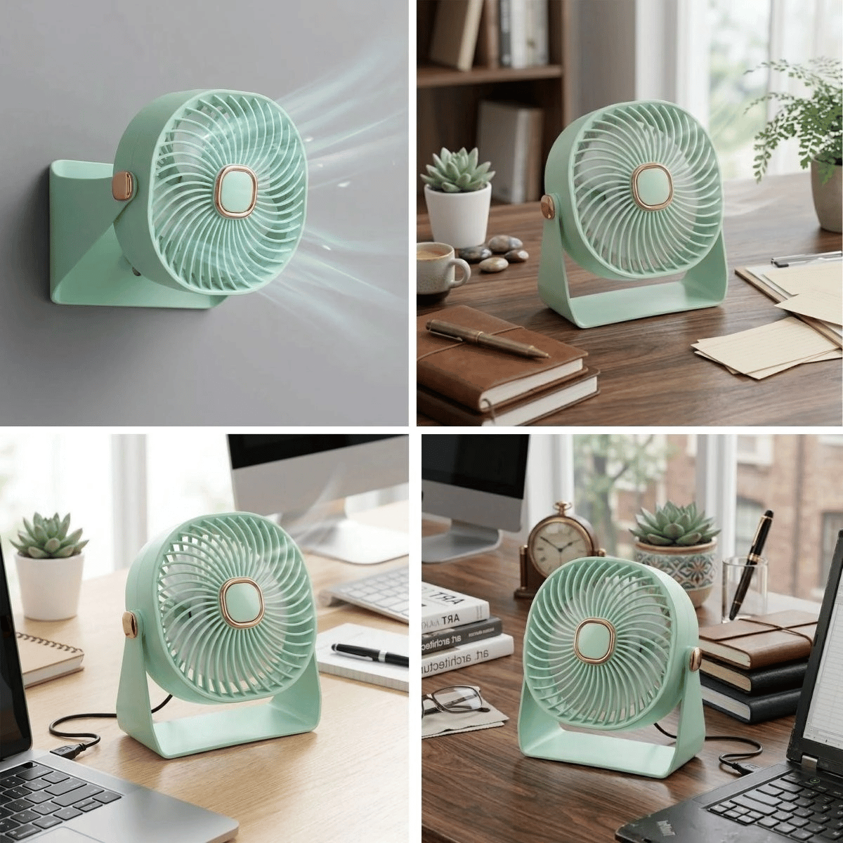 3 Kademeli Masaüstü Fan – Duvara Asılıp Sabitlenebilen Standlı Kaydırmaz Pedli Mini Fan Zb112 Bx40