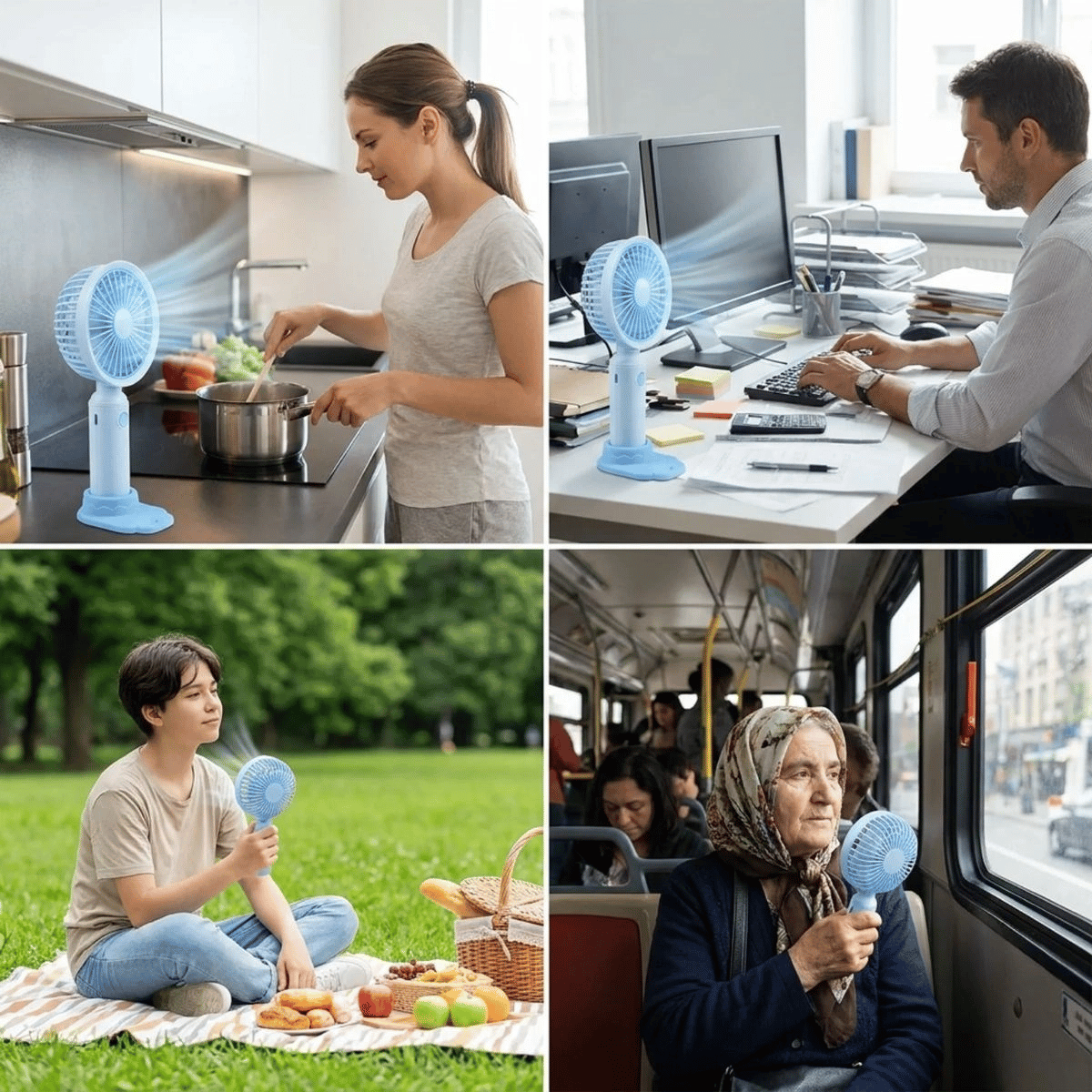 3 Kademeli Masaüstü Fan – Telefon Tutuculu Özellikli Standlı Elde Taşınabilir Mini Fan  Ekl29 Bx40