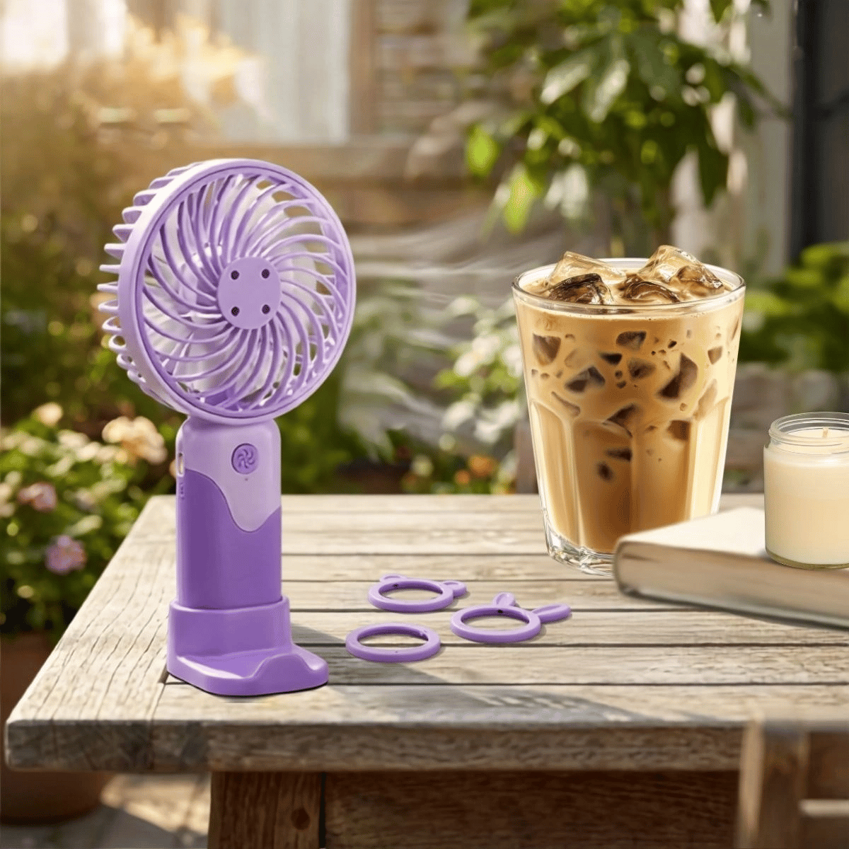 3 Kademeli Masaüstü Ve El Fanı – Telefon Tutuculu, 3 Farklı Değiştirilebilir Halka Tasarımlı Mini Fan  Mzl37a Bx40
