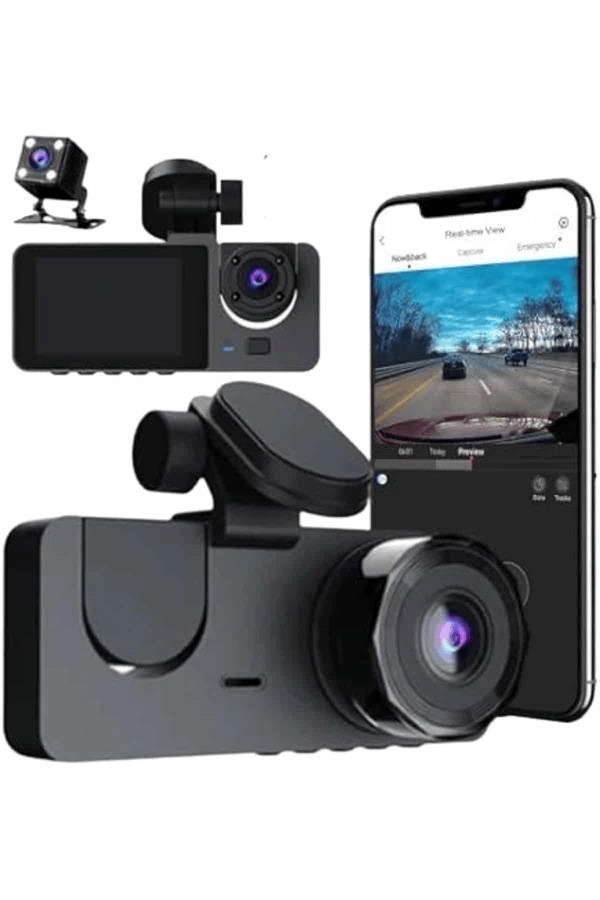 3 Kameralı 2 İnç 1080P Araç İçi Kamera Sürüş Kamerası CarPlay