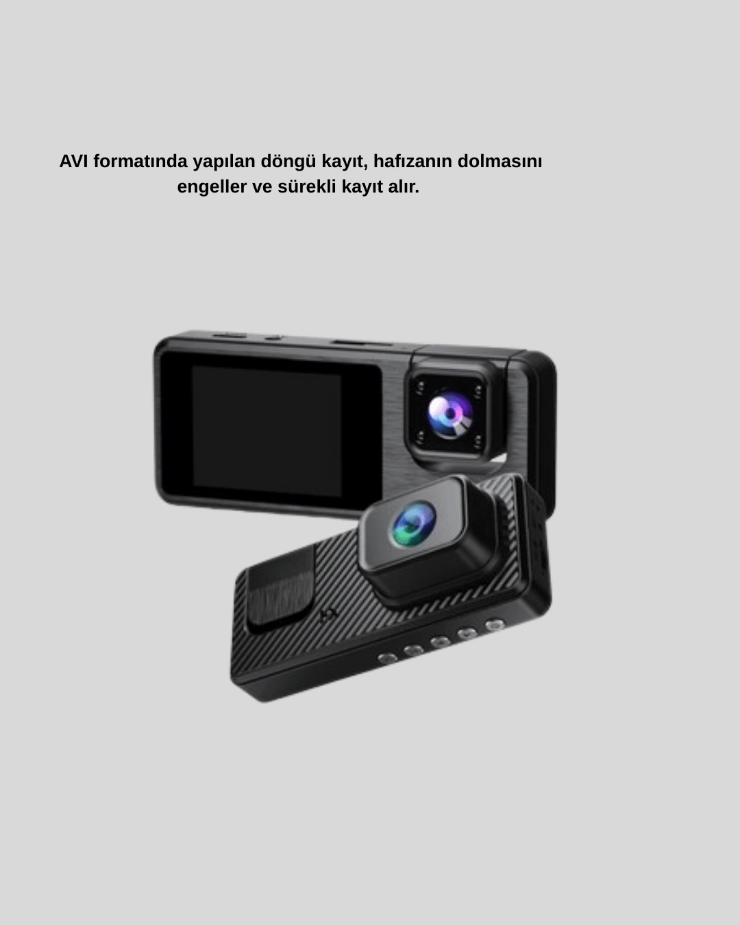 3 Kameralı Araç DVR 1080P Ön + HD Arka + İç Kamera Döngü Kayıt 2’’ Ekran