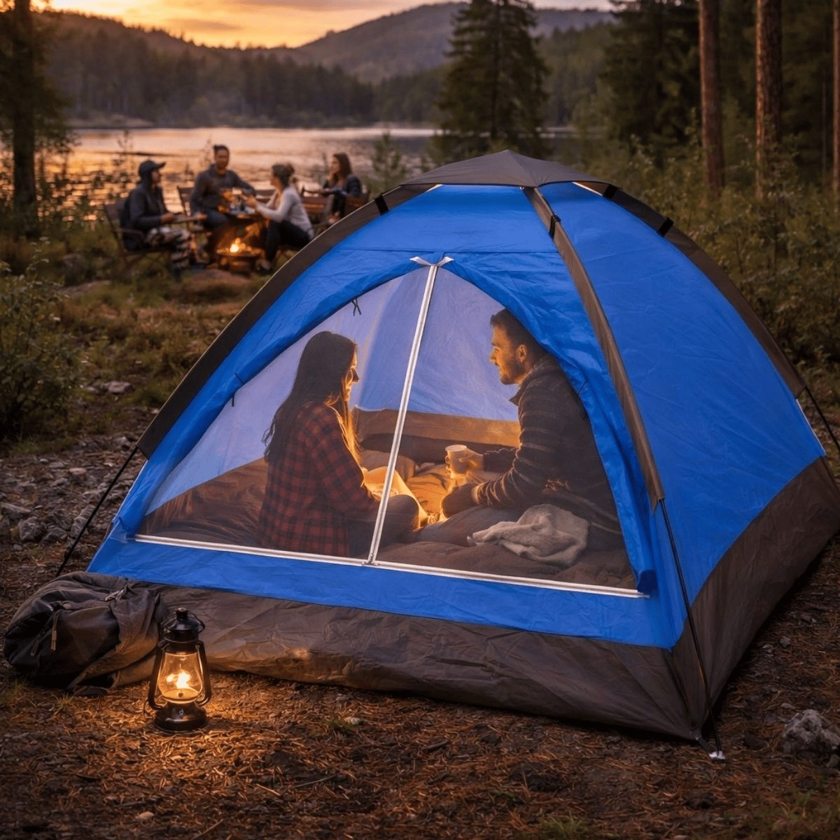 3 Kişilik Manuel Kamp Çadırı – Düz Kapılı Outdoor Aile, Doğa, Piknik Ve Kamp Çadırı 200x150x110 Cm Bx40
