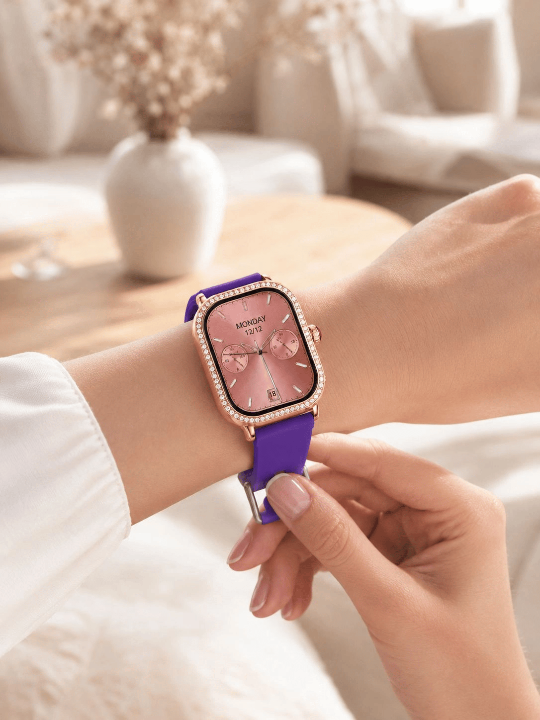 3 Kordonlu Rose Gold Kasalı Kadın Akıllı Saat Seti