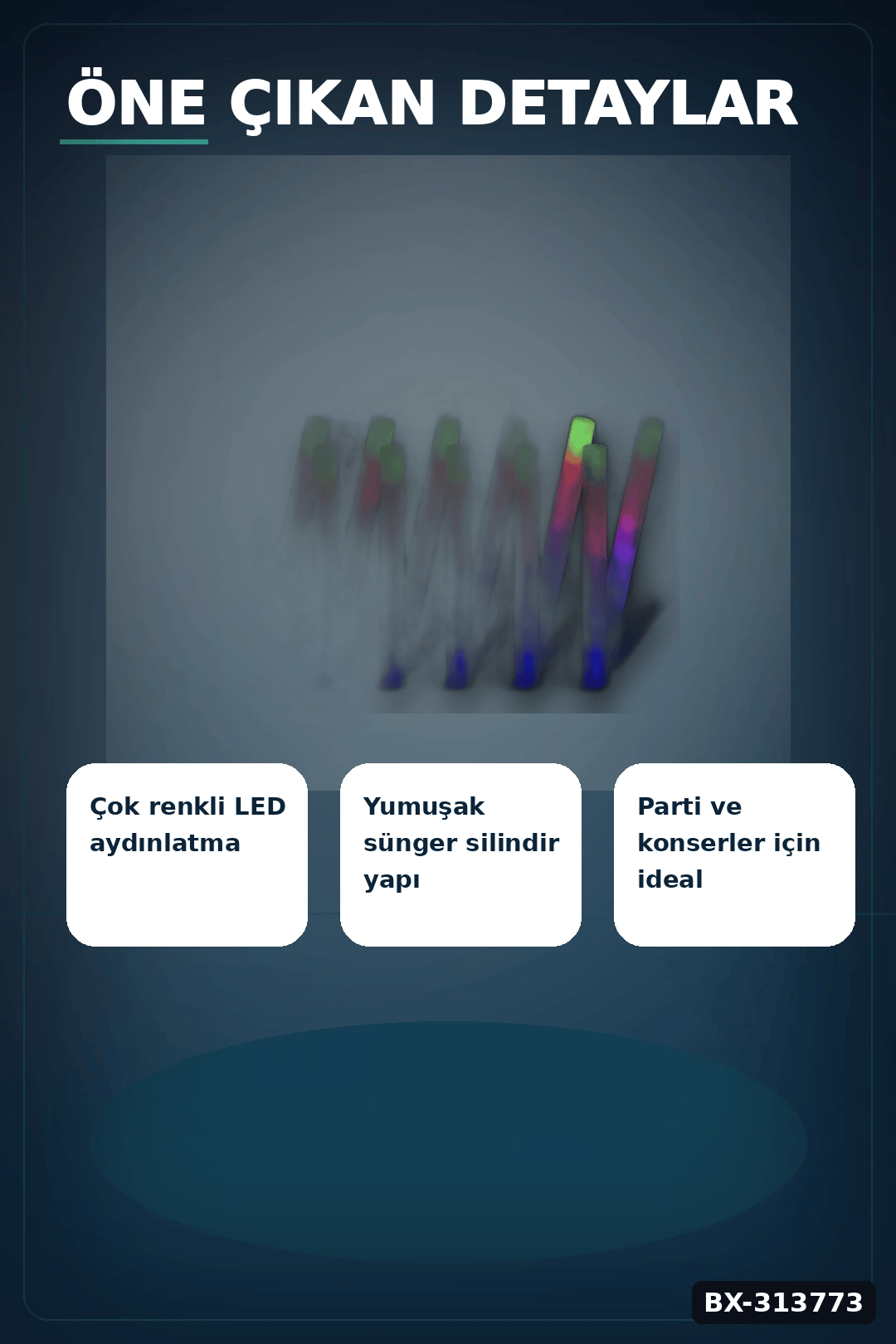 3 Modlu Led Işıklı Sünger Parti Çubuğu 46 Cm 6 Adet Paket Festival Aksesuarı BX-313773
