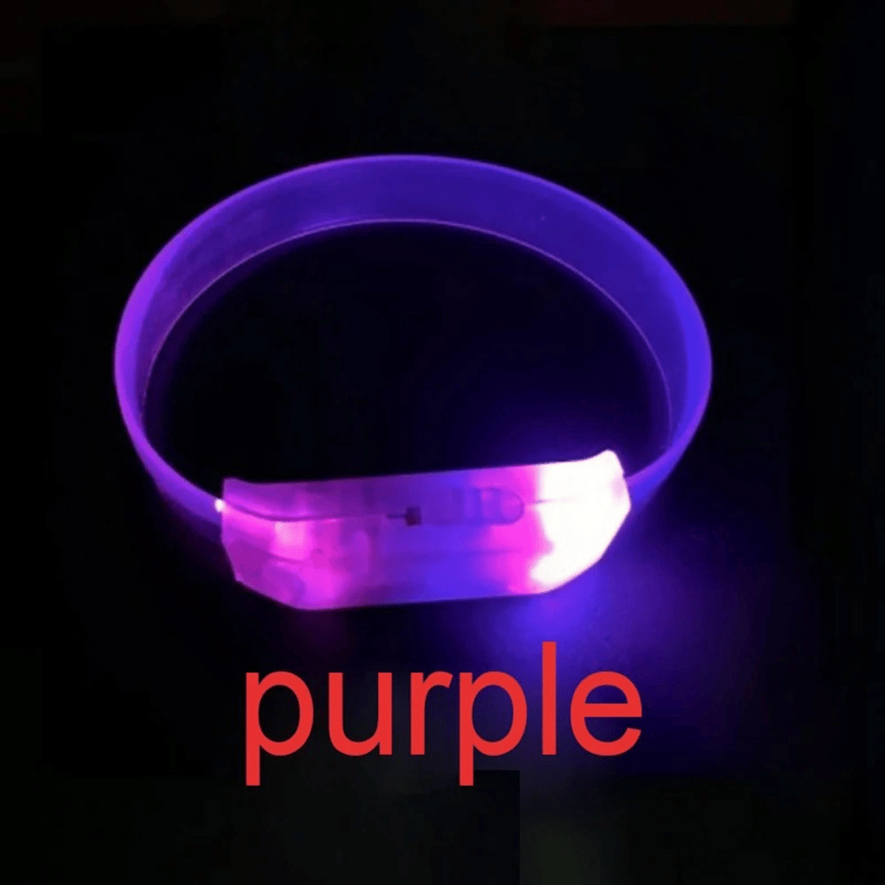 3 Modlu Pilli Led Işıklı Esnek Parti Bilekliği Mor Bx40