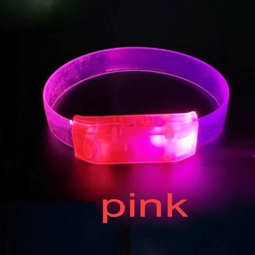 3 Modlu Pilli Led Işıklı Esnek Parti Bilekliği Pembe Bx40