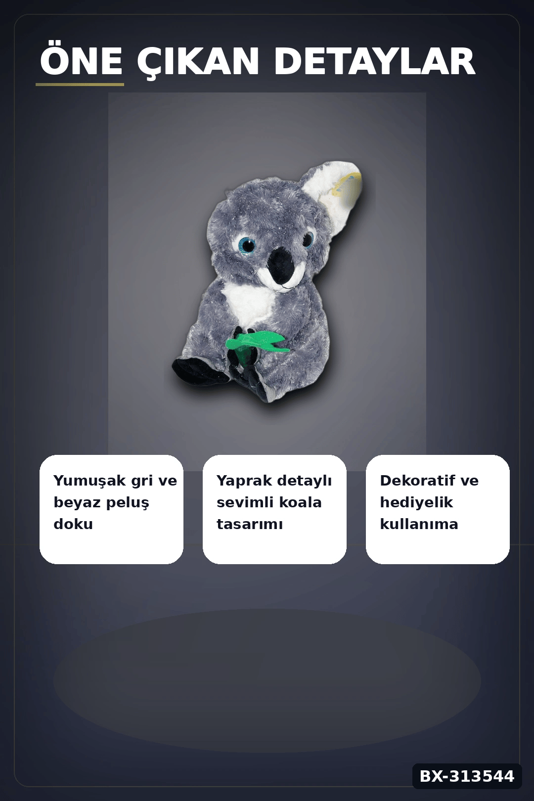30 cm Yumuşak Bambulu Peluş Koala Oyuncak - Çocuk Odası Hediyelik Dekor BX-313544