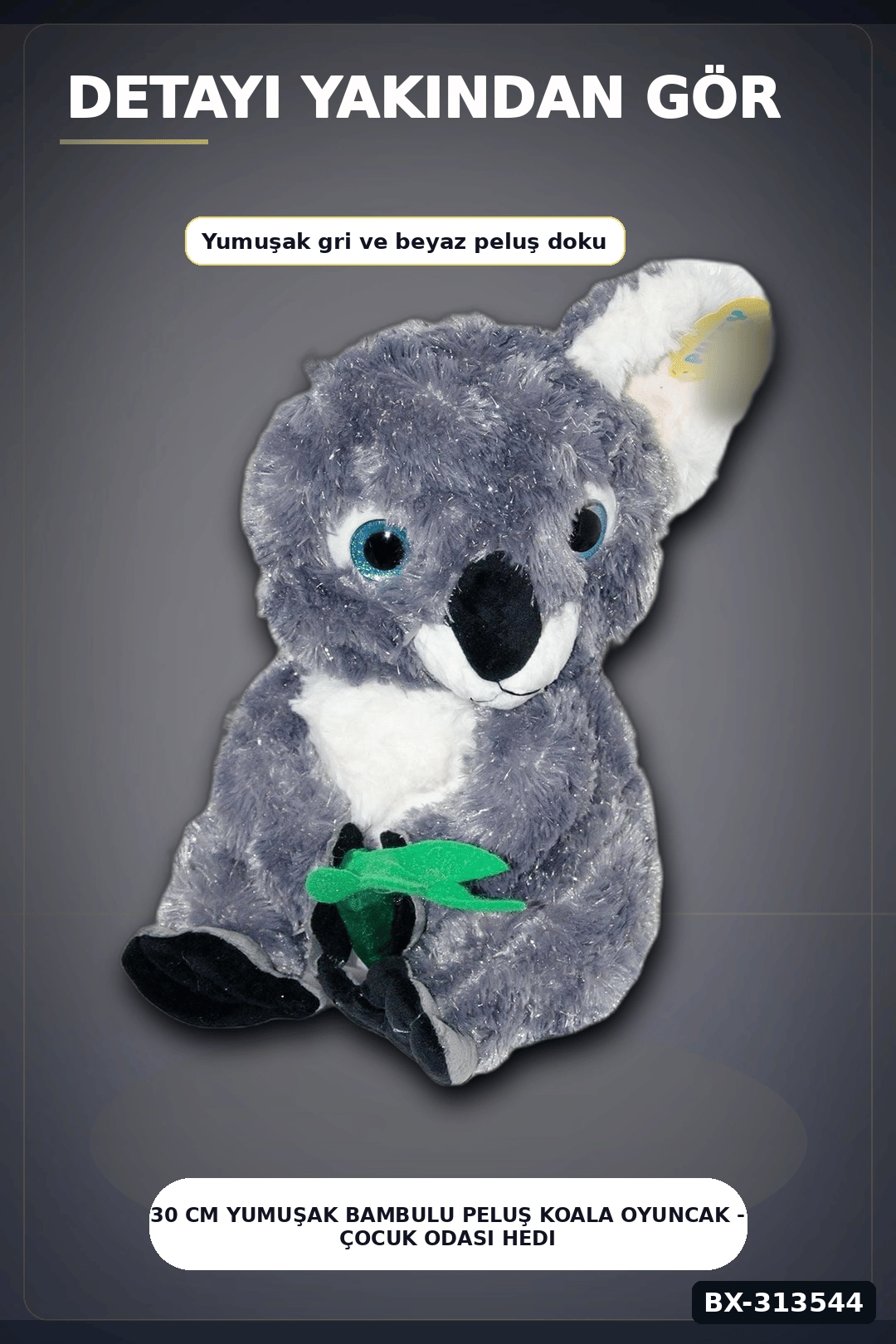 30 cm Yumuşak Bambulu Peluş Koala Oyuncak - Çocuk Odası Hediyelik Dekor BX-313544