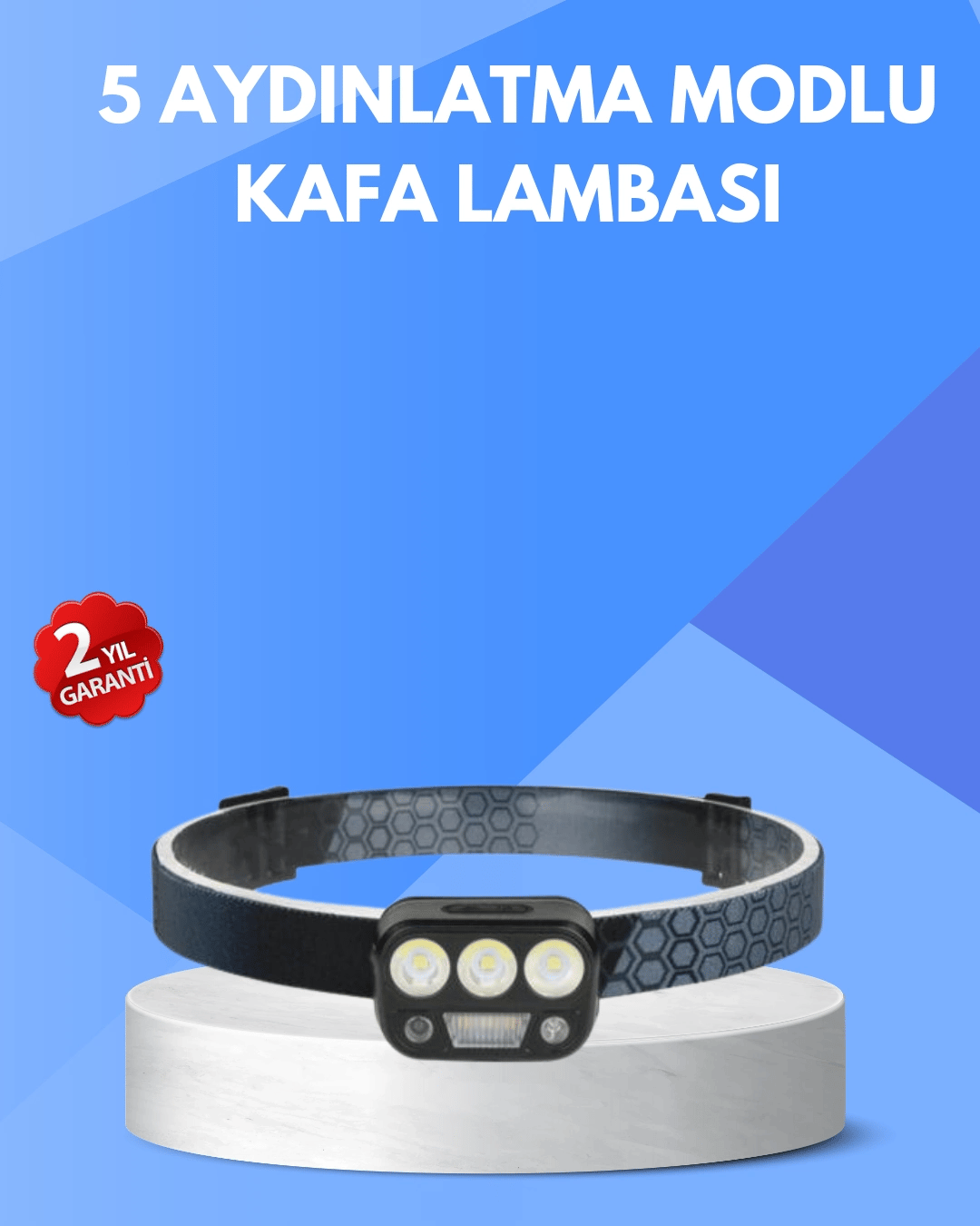 300 Lümen Sensörlü LED Kafa Lambası USB Şarjlı SOS Modlu