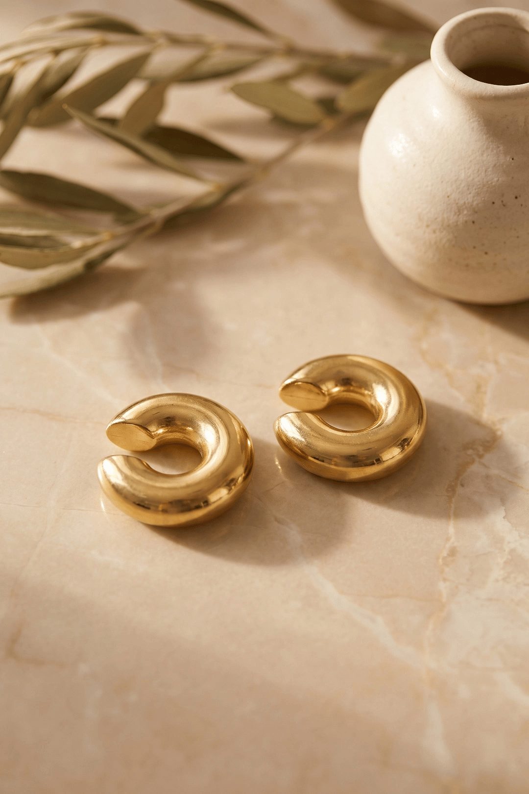 316L Çelik Gold Renk Çiftli Earcuff Küpe