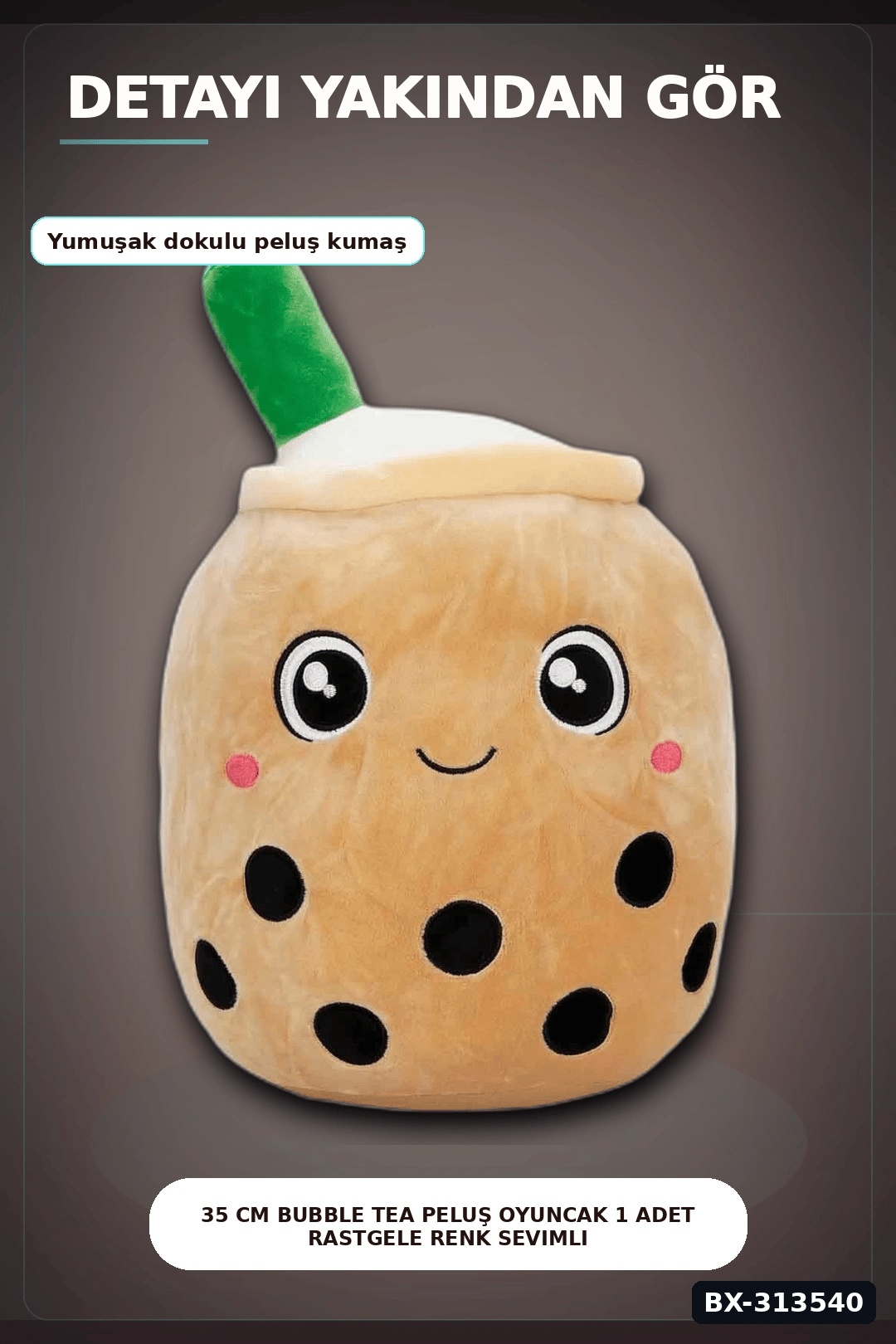 35 Cm Bubble Tea Peluş Oyuncak 1 Adet Rastgele Renk Sevimli Hediye Peluş BX-313540