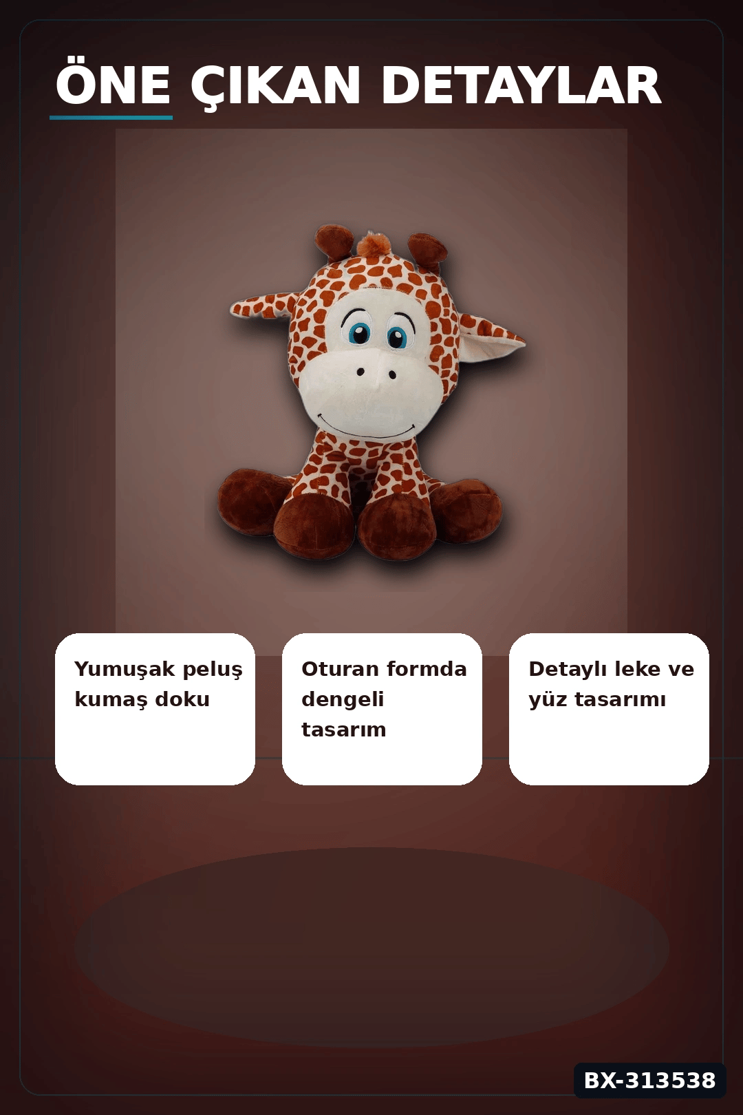 35 Cm Oturan Zürafa Peluş Oyuncak - Yumuşak Dolgulu, Bebek ve Çocuk Odası İçin BX-313538