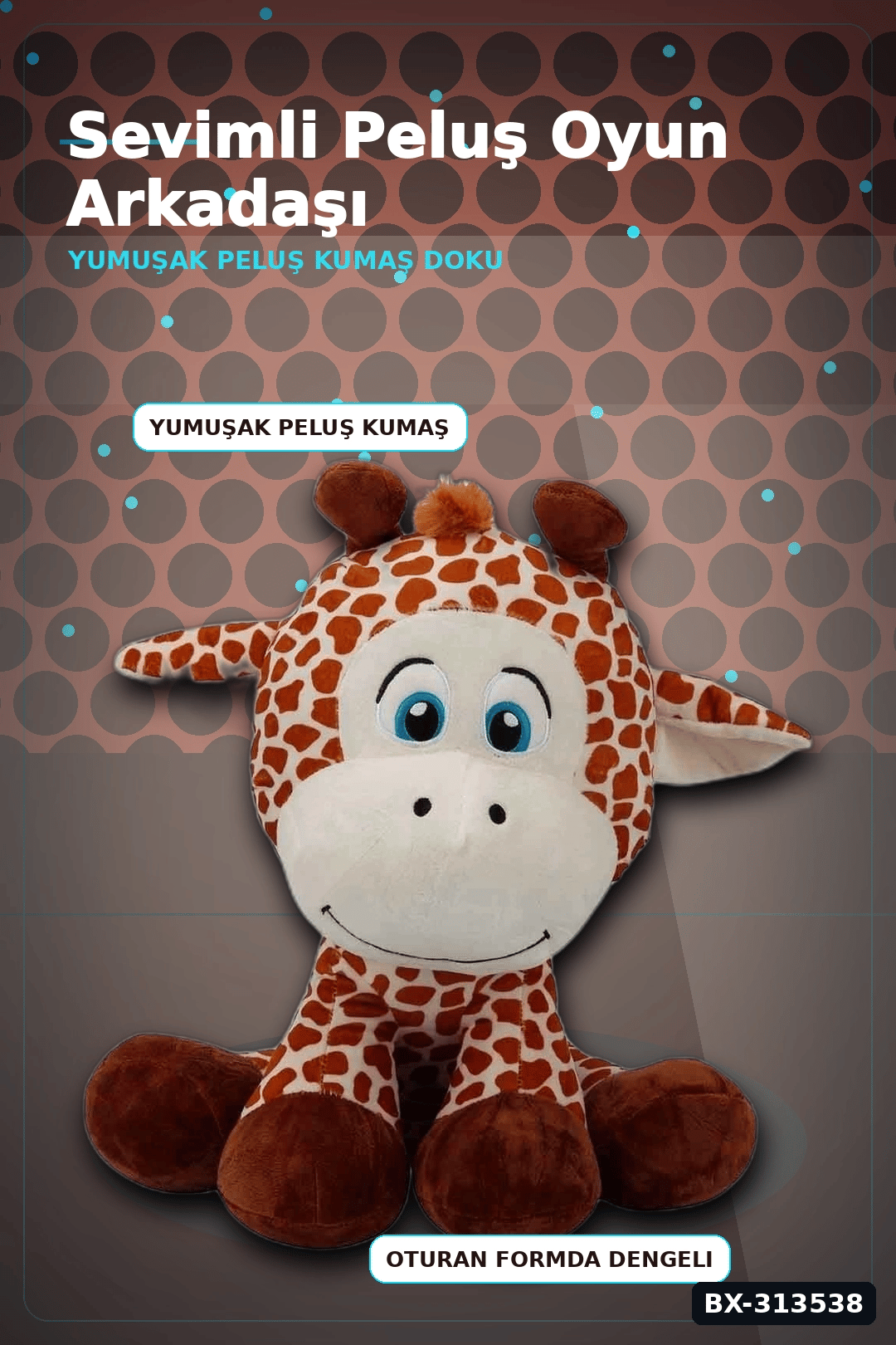 35 Cm Oturan Zürafa Peluş Oyuncak - Yumuşak Dolgulu, Bebek ve Çocuk Odası İçin BX-313538