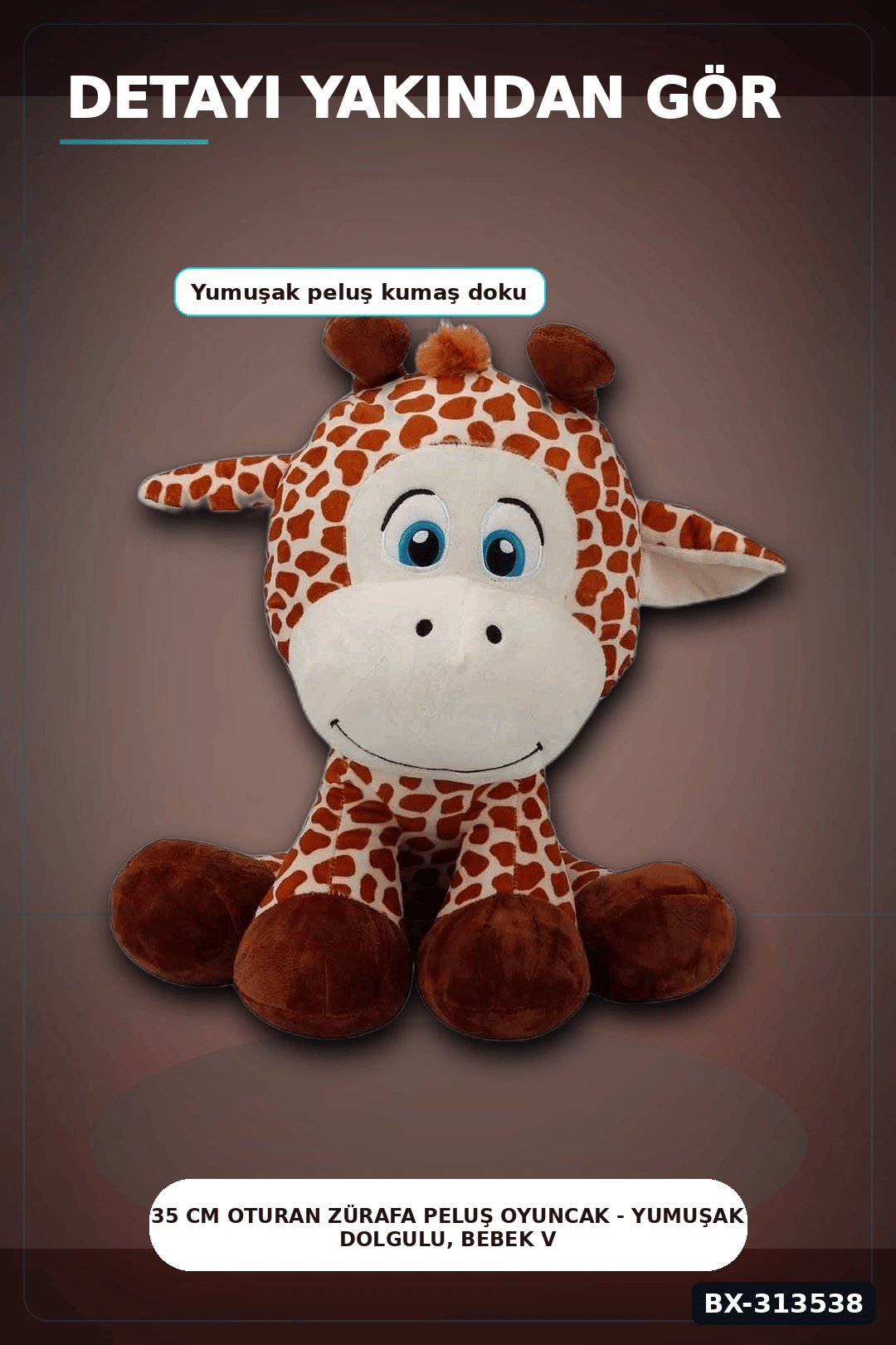 35 Cm Oturan Zürafa Peluş Oyuncak - Yumuşak Dolgulu, Bebek ve Çocuk Odası İçin BX-313538