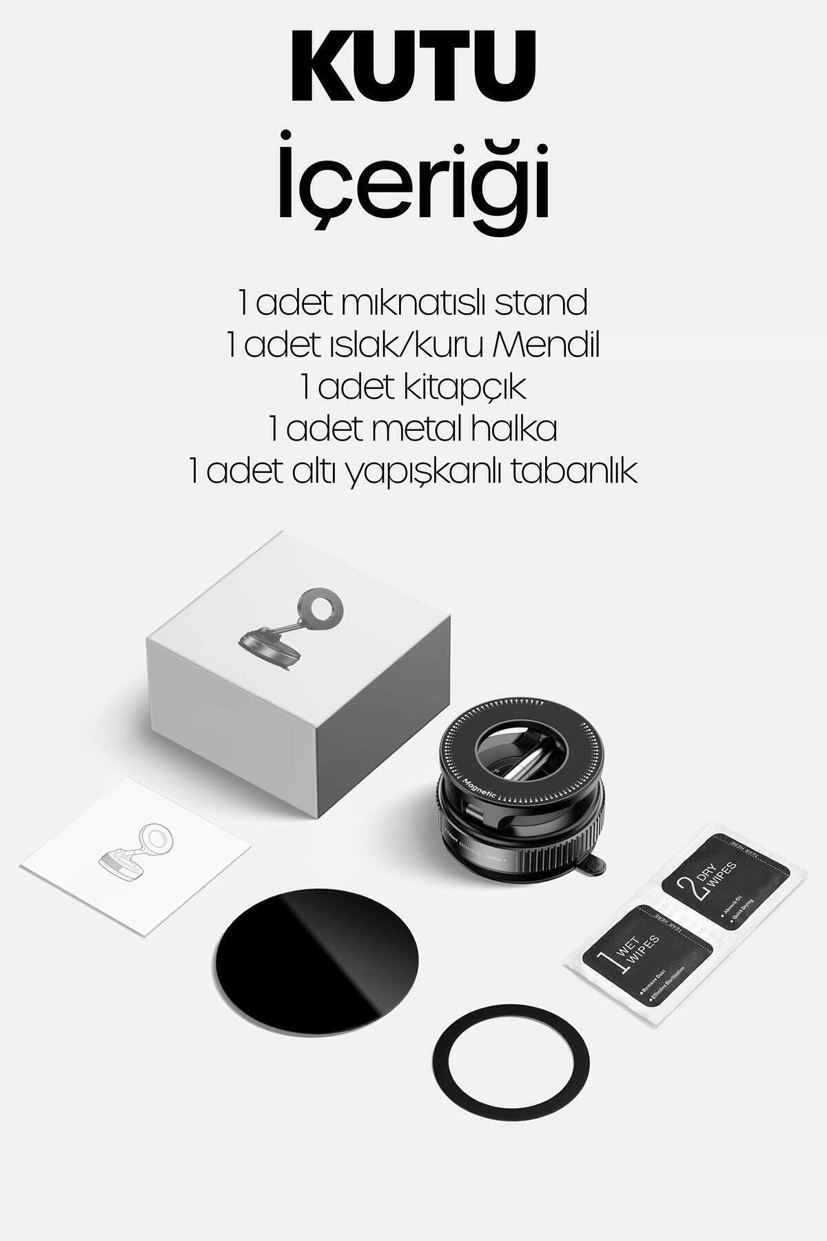 360 Araba Telefon Tutucu Ayarlanabilir Masa Üstü Vakumlu Mıknatıslı Magsafe Telefon Tutucu Siyah