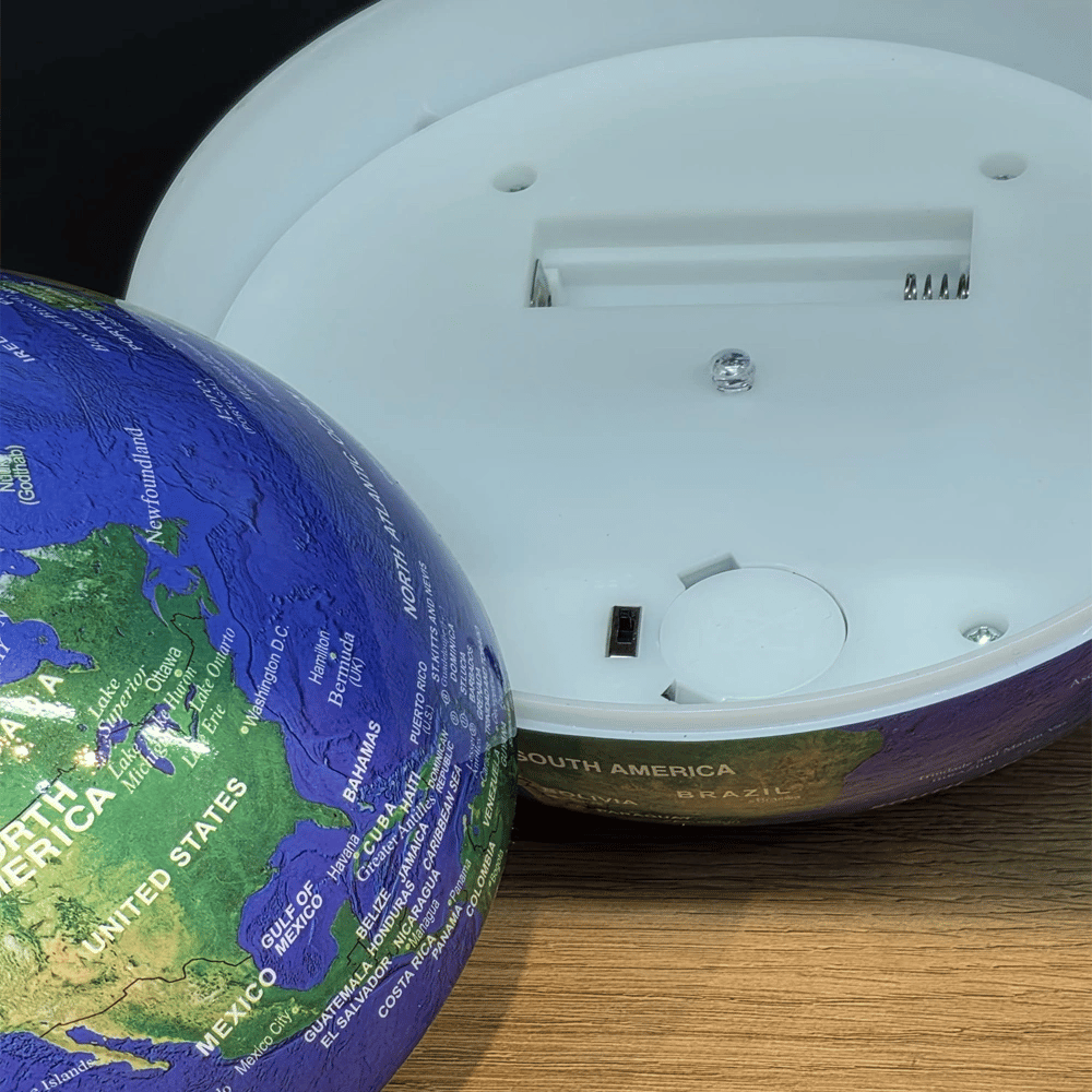360 Derece Dönen LED Işıklı Mavi Dünya Küresi