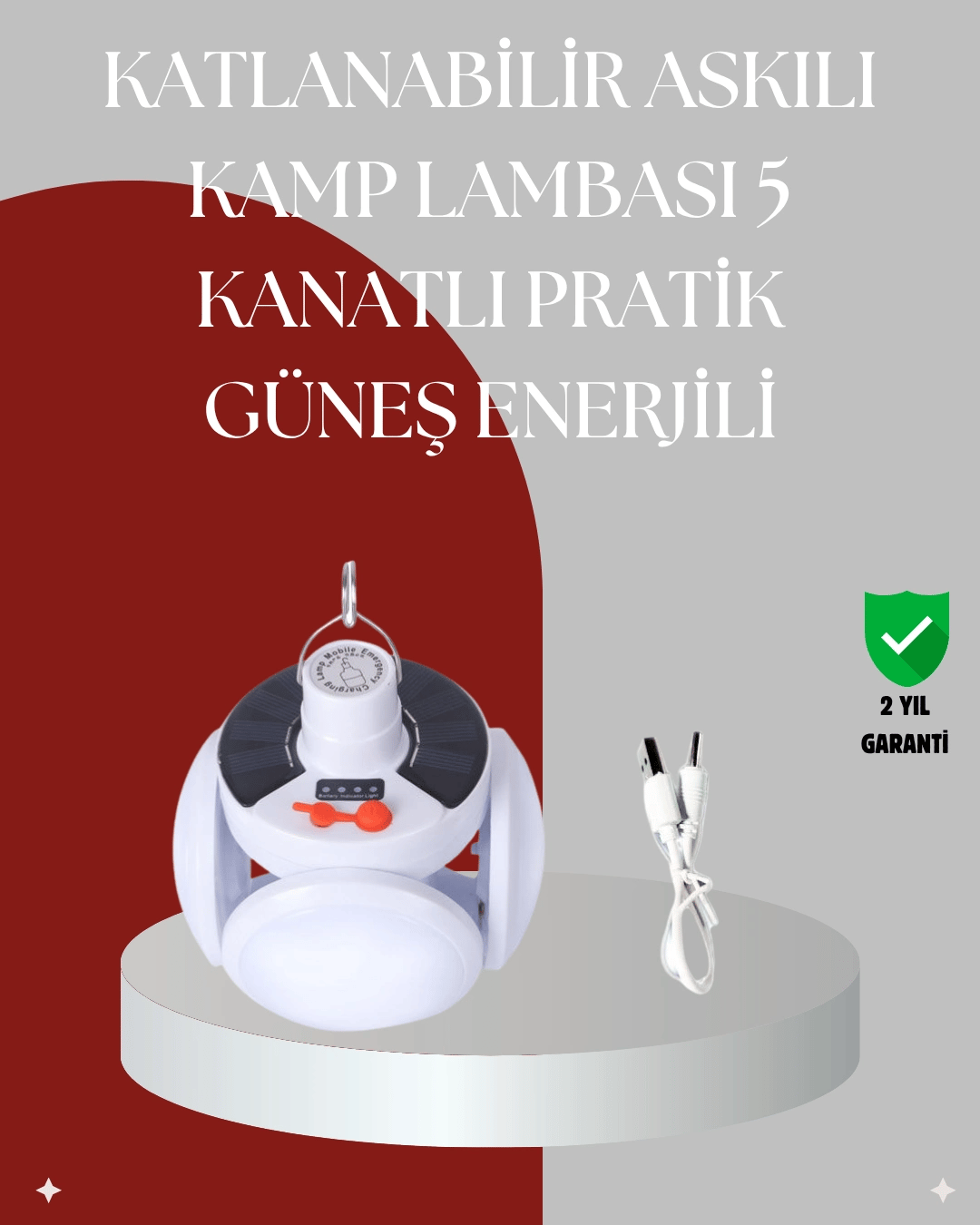 360 Derece Katlanabilir Solar LED Aydınlatma Çadır Lambası