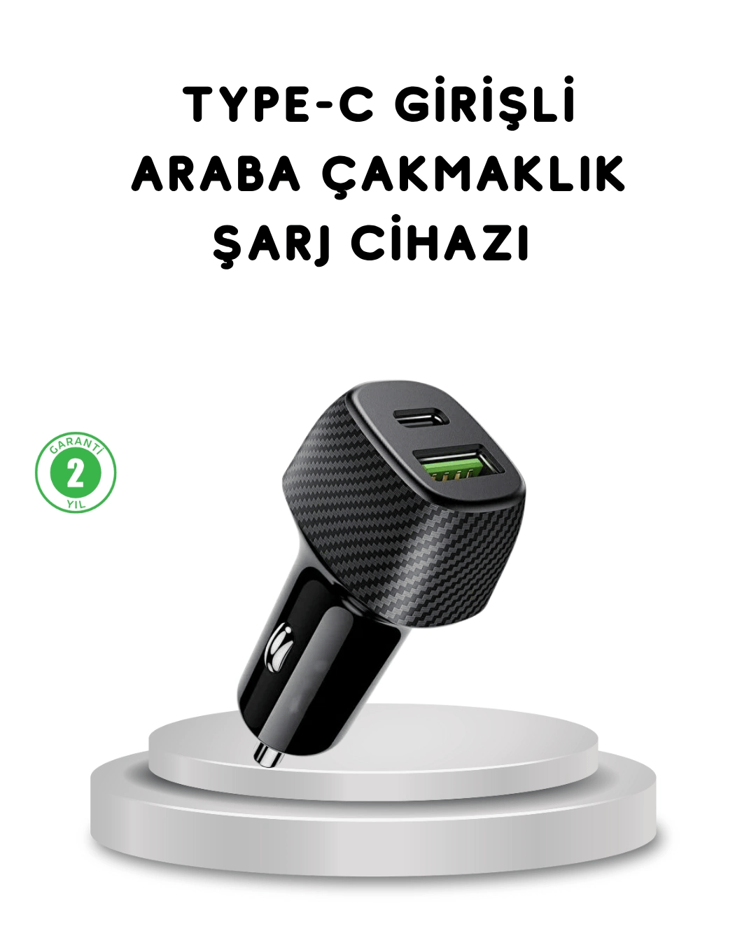 38W Araç Şarj Cihazı Type-C PD USB Hızlı Şarj Çift Port