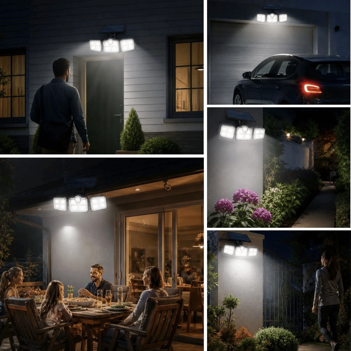 3'lü 122 Ledli Güneş Enerjili Hareket Sensörlü Aydınlatma, Dış Mekan Duvar Ve Bahçe Lambası Solar Led Bx40
