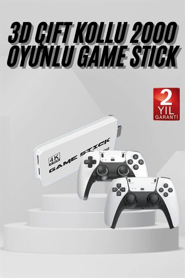 3D 4K 2000 Oyunlu Game Stick Oyun Konsolu Çift Konsol