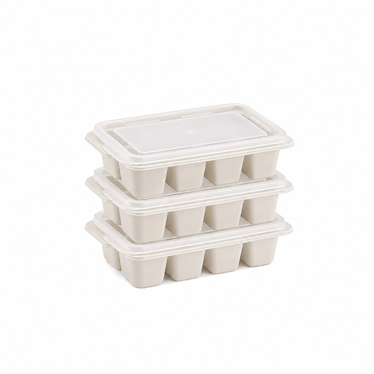 3'lü Mini Buz Kalıbı - Küp Şekilli - Kapaklı - Plastik