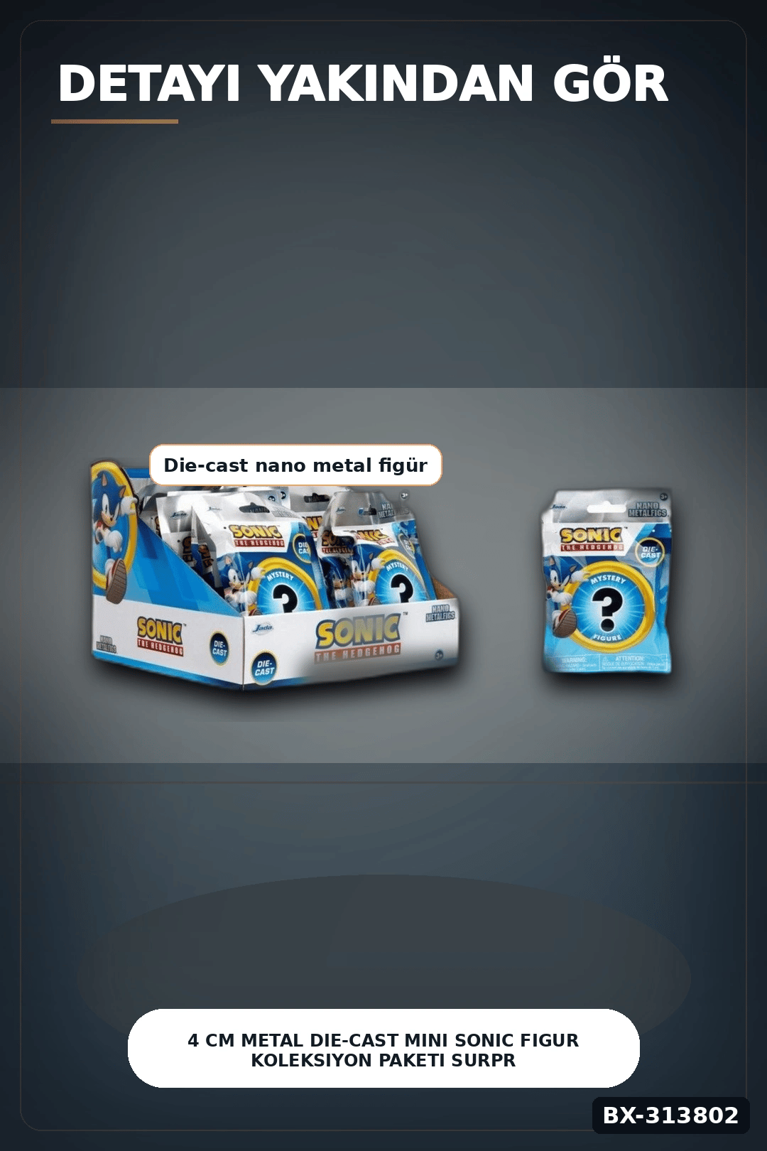 4 Cm Metal Die-Cast Mini Sonic Figur Koleksiyon Paketi Surpriz Nano Oyun BX-313802