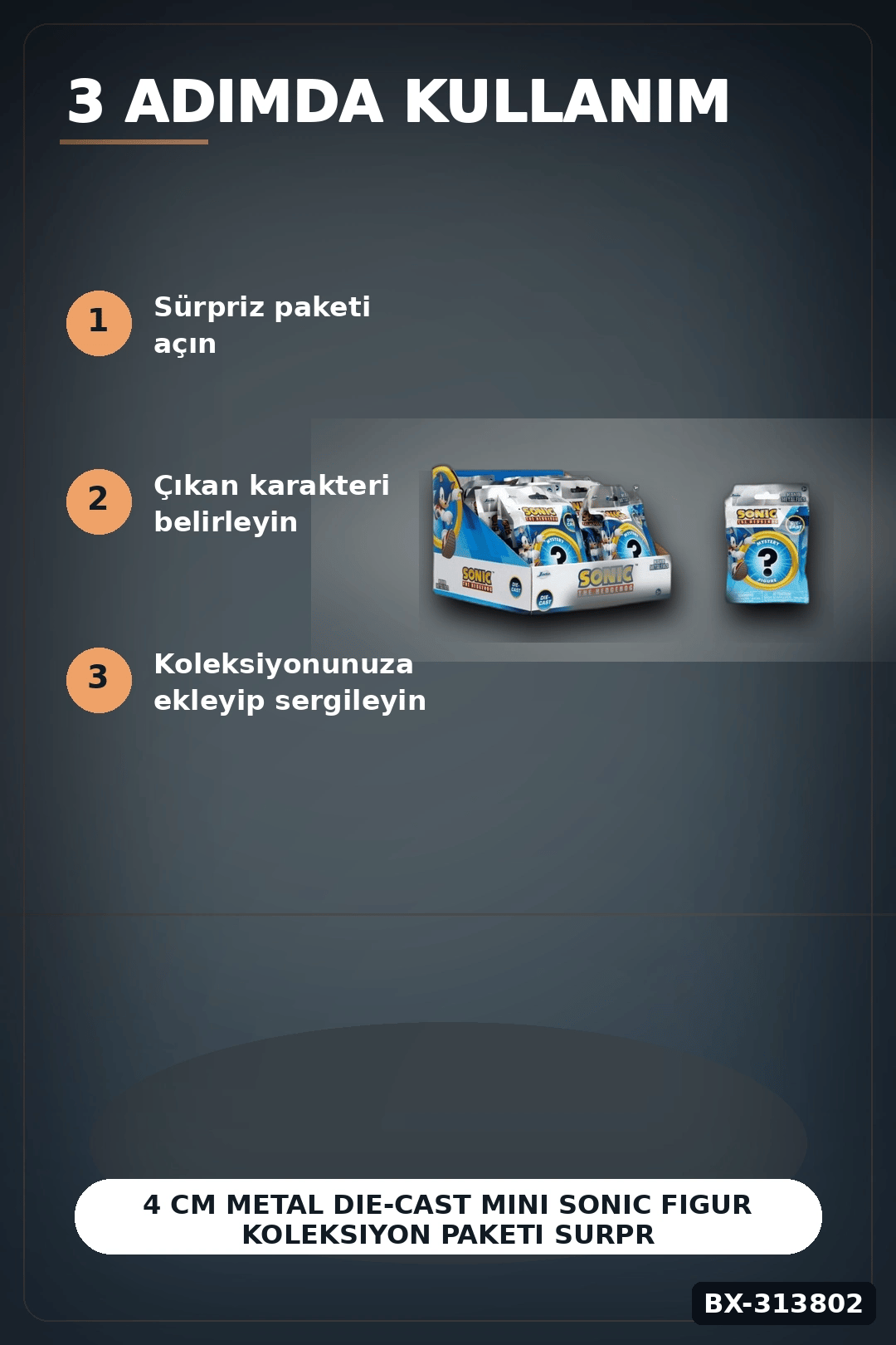 4 Cm Metal Die-Cast Mini Sonic Figur Koleksiyon Paketi Surpriz Nano Oyun BX-313802