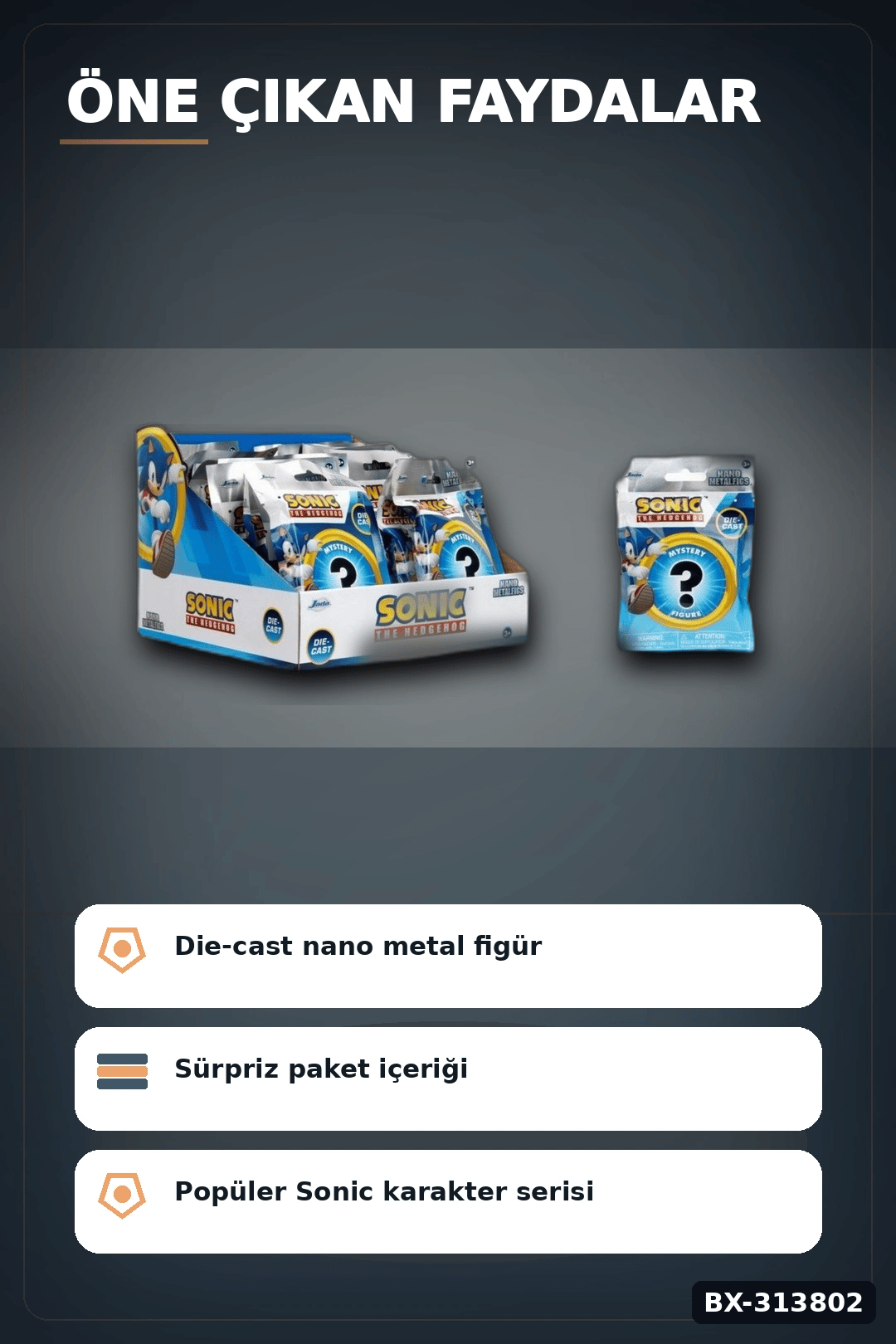4 Cm Metal Die-Cast Mini Sonic Figur Koleksiyon Paketi Surpriz Nano Oyun BX-313802