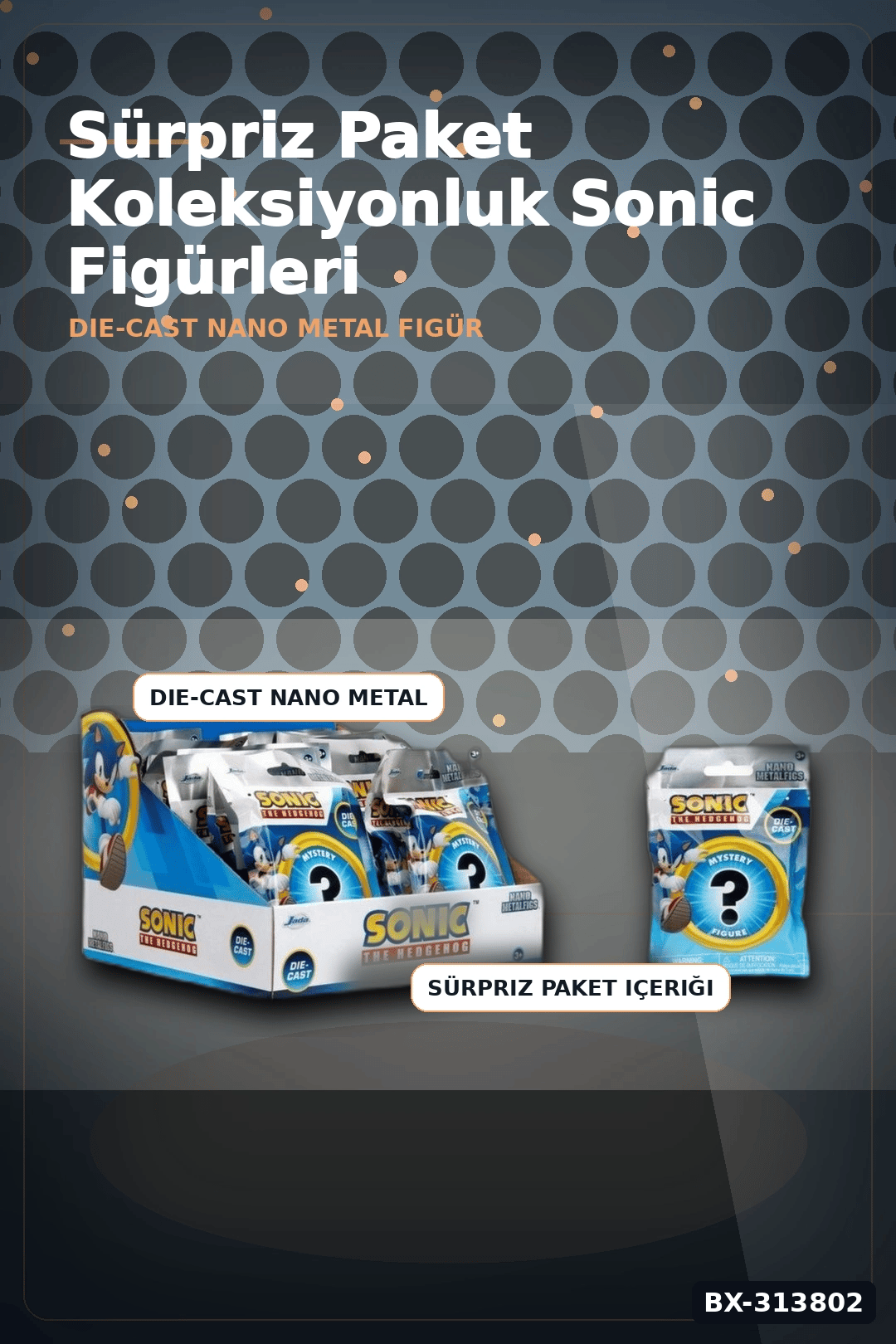4 Cm Metal Die-Cast Mini Sonic Figur Koleksiyon Paketi Surpriz Nano Oyun BX-313802