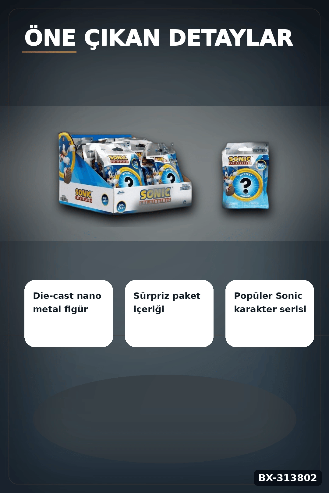 4 Cm Metal Die-Cast Mini Sonic Figur Koleksiyon Paketi Surpriz Nano Oyun BX-313802