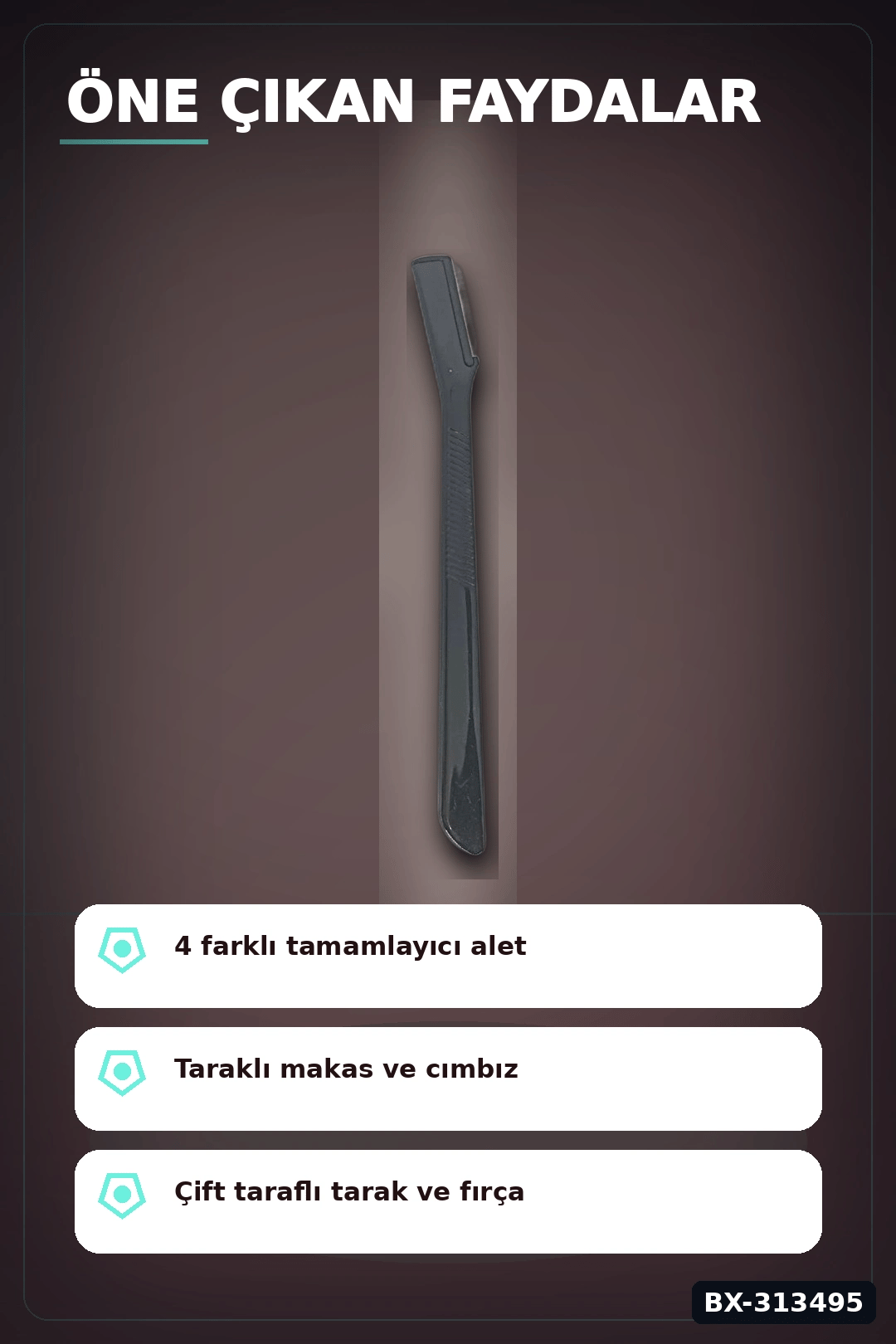 4 Parcali Hassas Kas Bakim Seti Cimbiz Makas Sekillendirme Bicagi Ve Tarak Fircasi BX-313495
