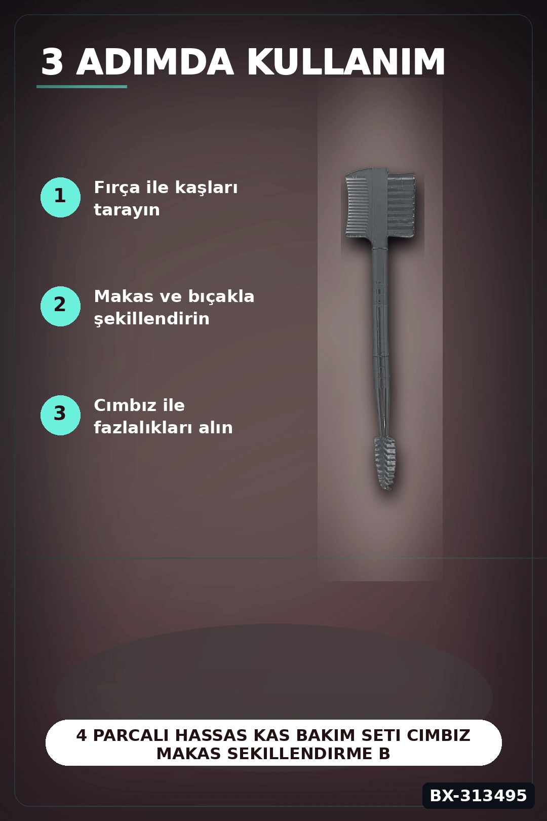 4 Parcali Hassas Kas Bakim Seti Cimbiz Makas Sekillendirme Bicagi Ve Tarak Fircasi BX-313495