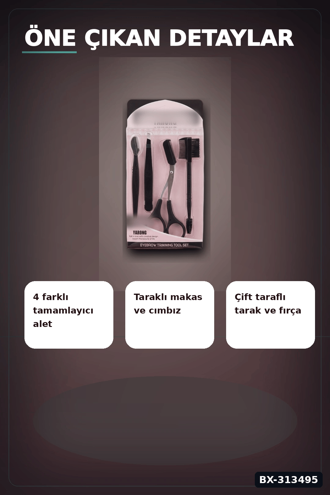 4 Parcali Hassas Kas Bakim Seti Cimbiz Makas Sekillendirme Bicagi Ve Tarak Fircasi BX-313495