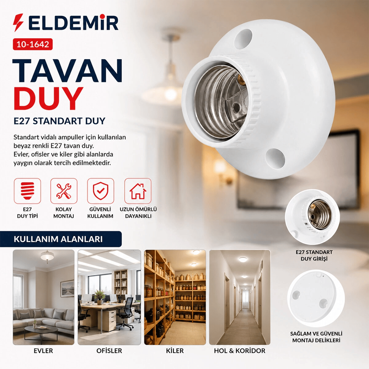 40 Adet E27 Kolay Montaj Tavan Duy Bx40