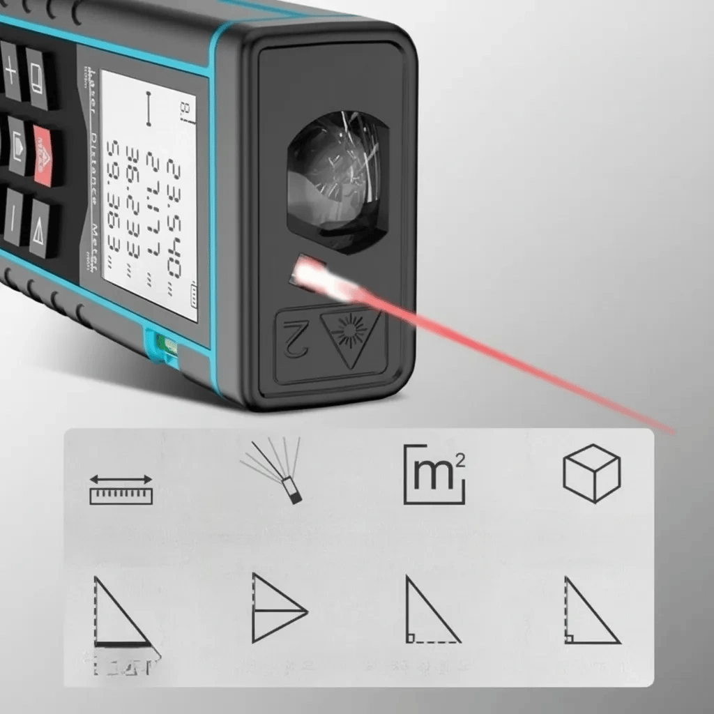 40 Metre Hassas Lazermetre Ölçer LCD Dijital Ekran Su Terazili Lazerli Mesafe Ölçüm Cihazı