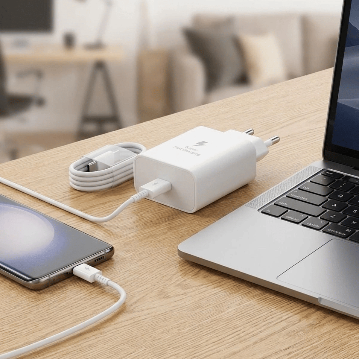 45w Süper Hızlı Şarj Adaptörü Usb-c Pd 3.0 Pps Fast Charger + 5a Type-c To Type-c Kablo Bx40