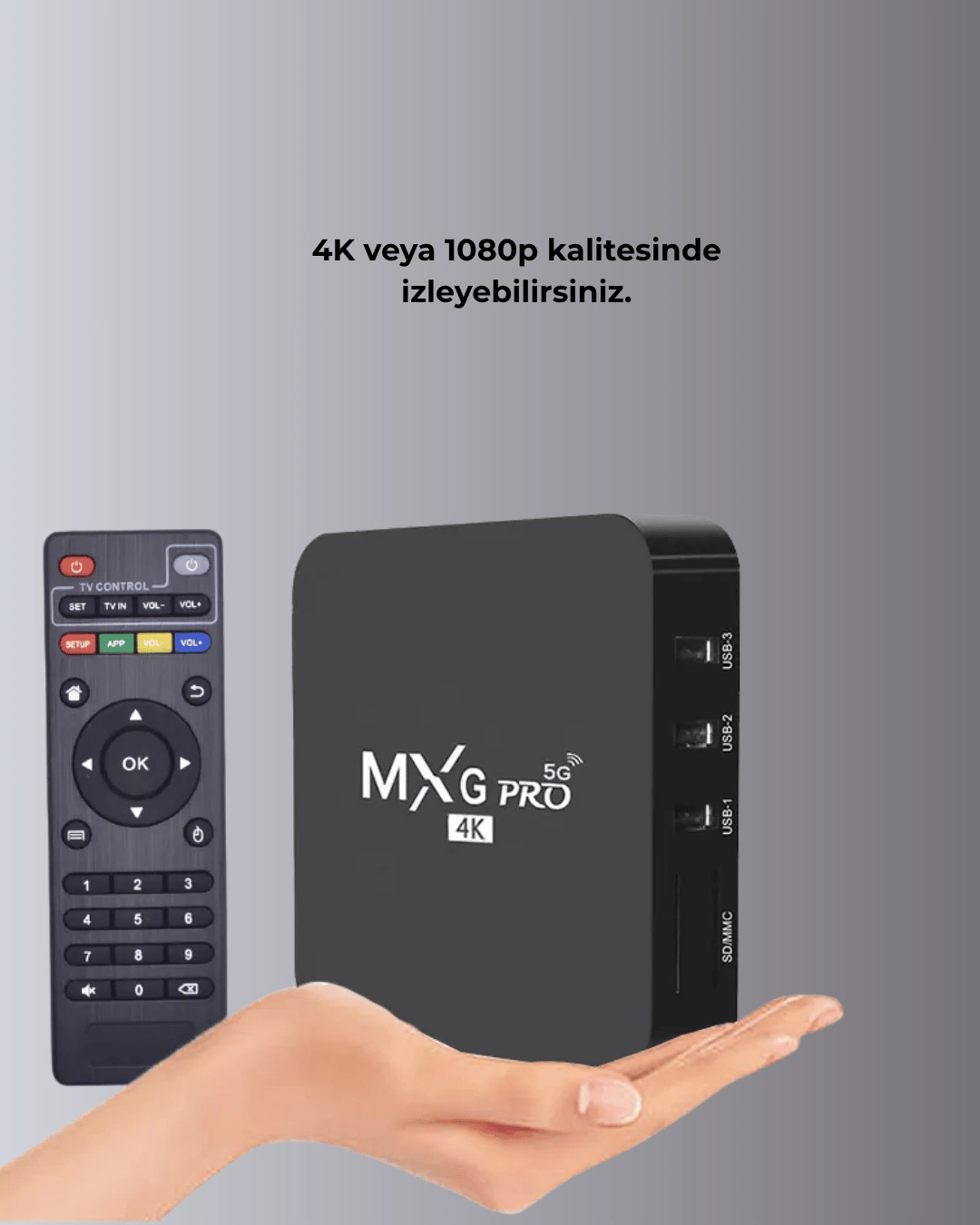 4K Android TV Box – Akıllı Medya Oynatıcı, 2GB RAM, 16GB Hafıza, Wi-Fi Destekli