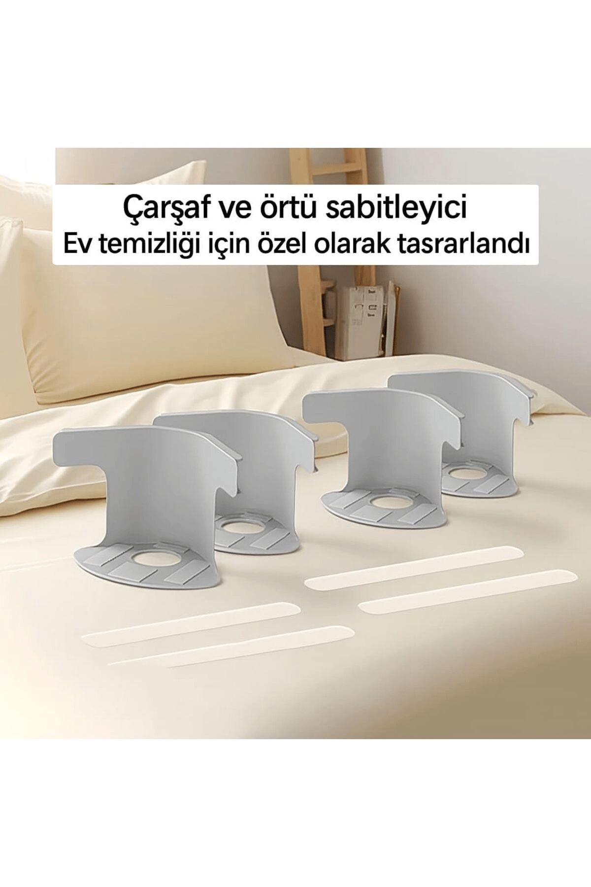 4'lü Çarşaf Tutucu Aparat Seti Yatak Kenarı Sabitleme Klipsi Nevresim Düzenleyici