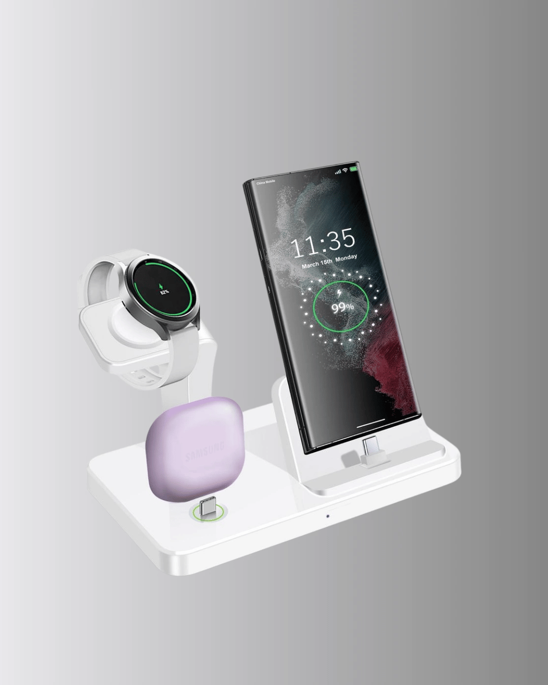 4’lü Kablosuz Şarj Standı iPhone Watch ve AirPods Çoklu Şarjlı