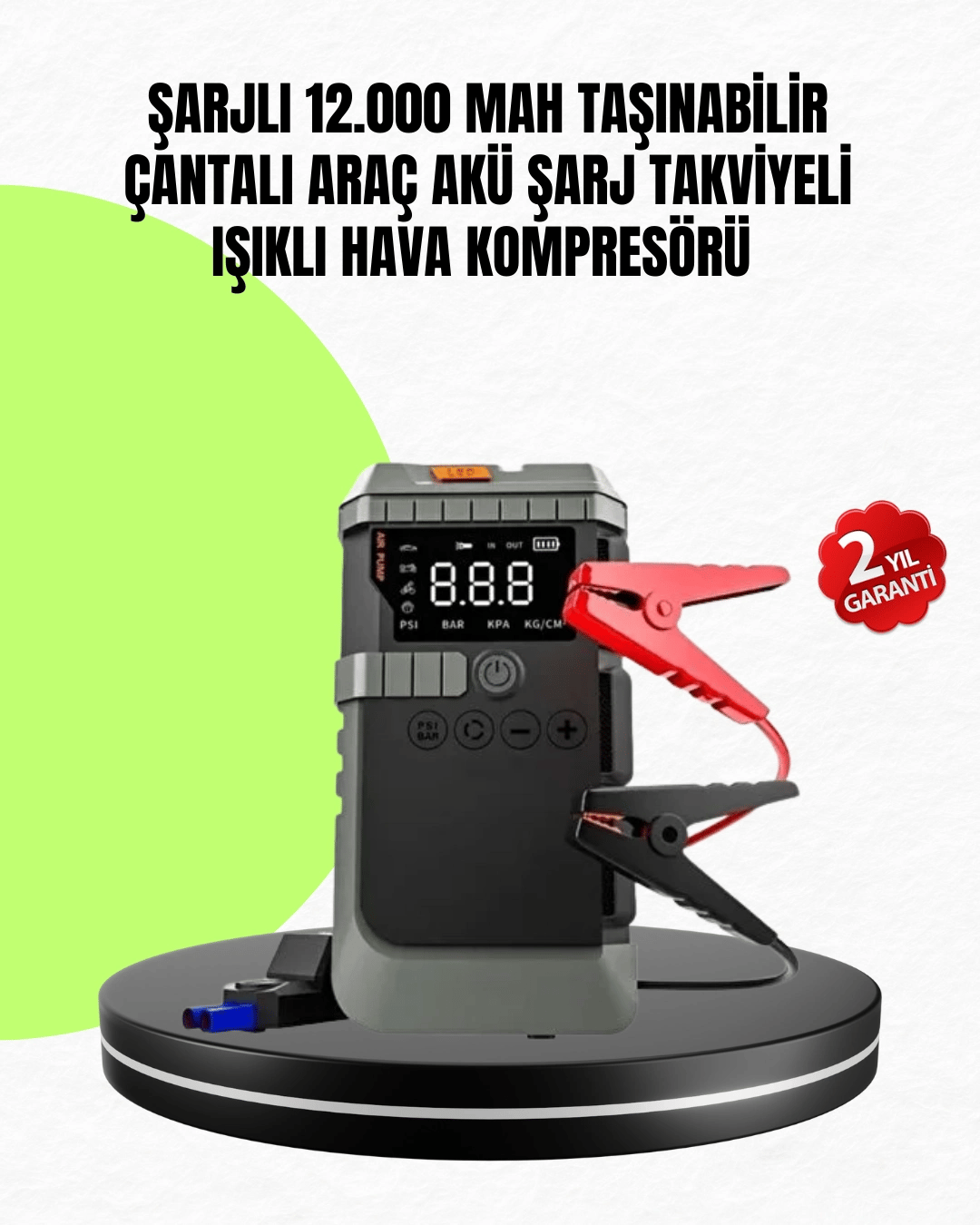 4’ü 1 Arada Powerbank Özellikli Araç Akü Şarj Takviye Cihazı