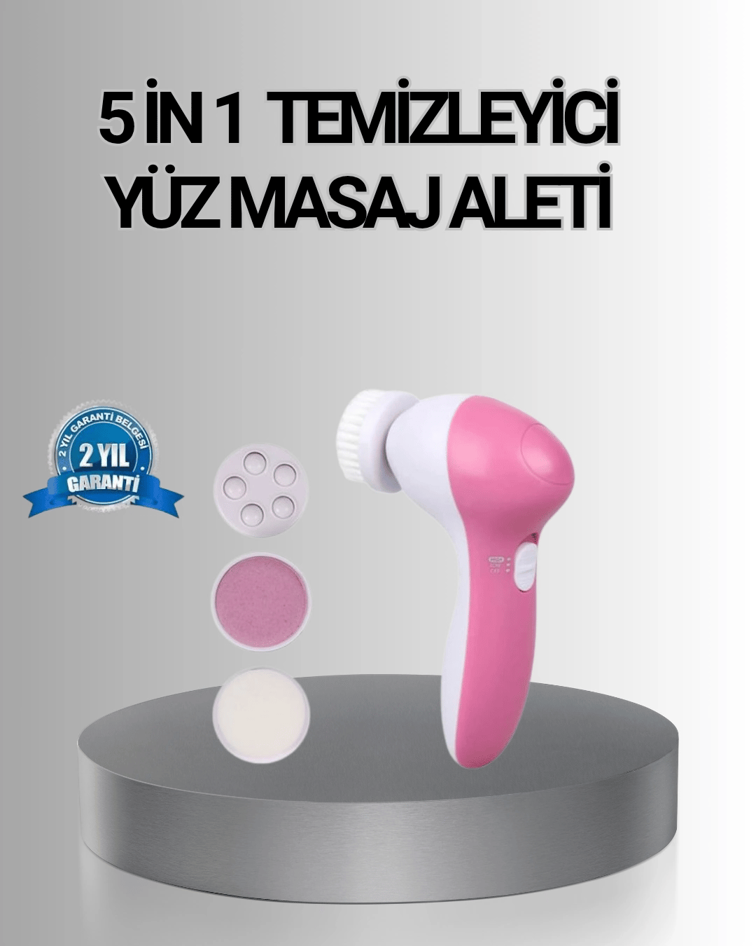 5 Başlıklı Yüz Masaj Aleti – Cilt Temizleme, Peeling, Siyah Nokta ve Gözenek Bakımı