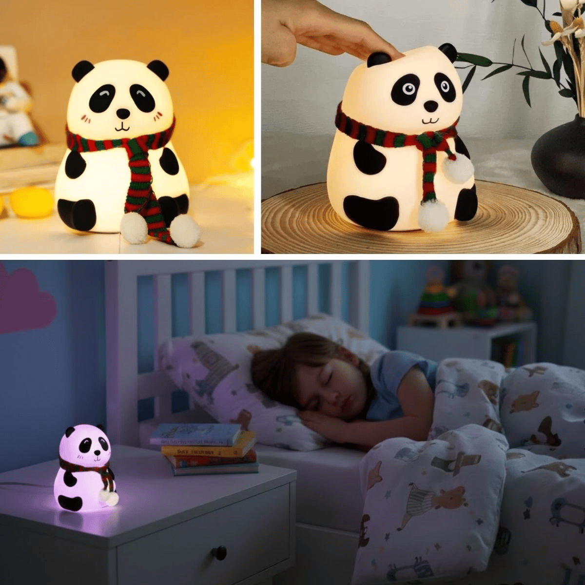 5 Farklı Renk Modlu Panda Figürlü Pofuduk Led Gece Lambası–yumuşak Dokulu Çocuk Odası Ve Dekoratif Şarjlı Ortam Işığı Bx40