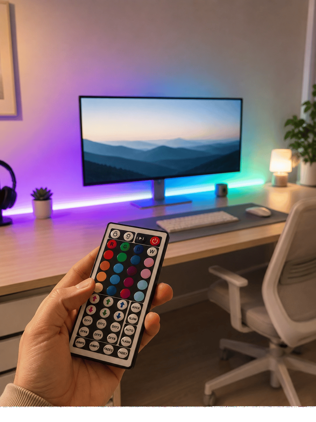 5 Metre RGB Şerit LED 5050 SMD Uzaktan Kumandalı Renkli Dekoratif LED Aydınlatma Seti